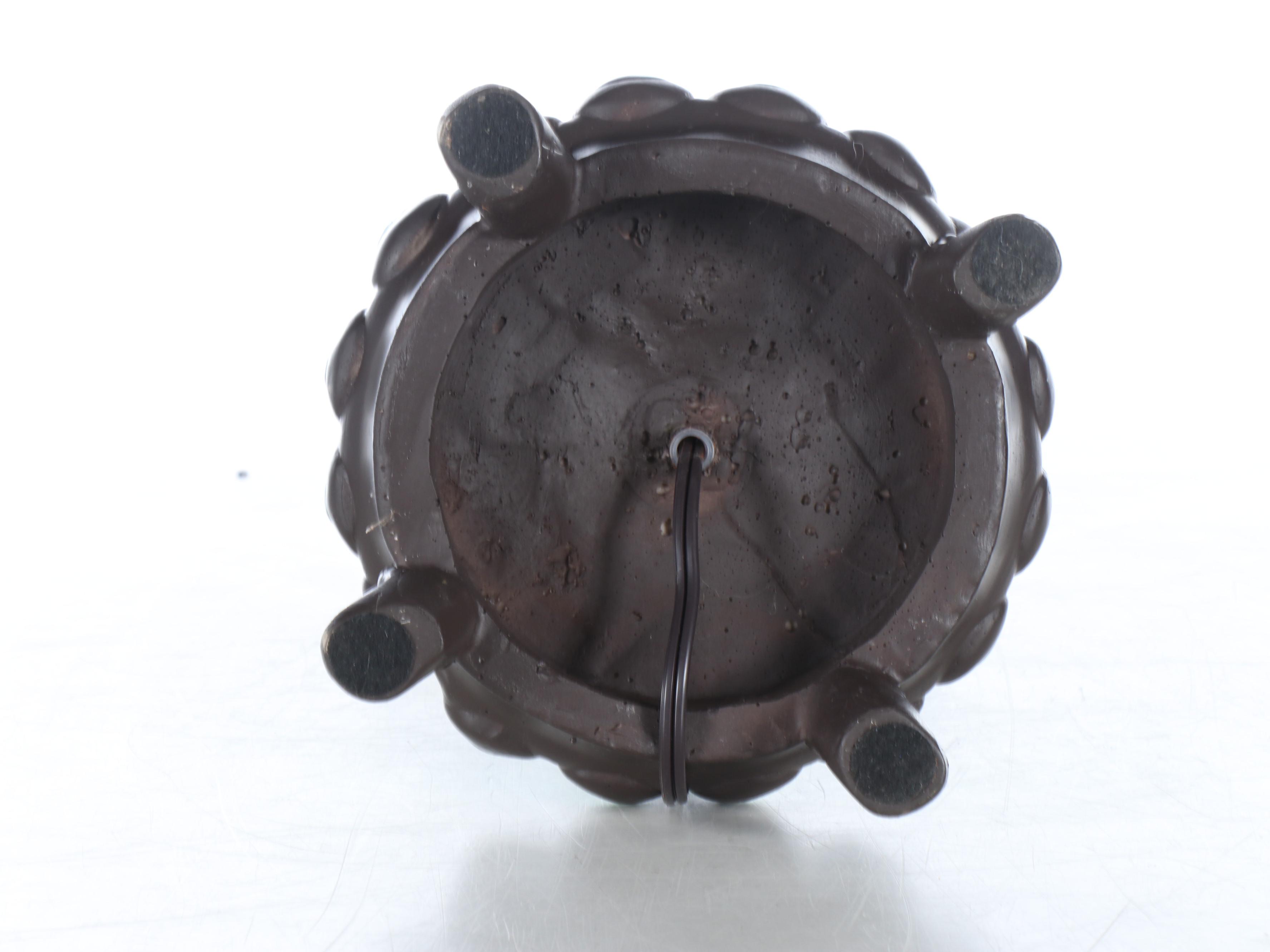 Green and Black Finish Resin Table Lamp with Hydrangea Glass Shade