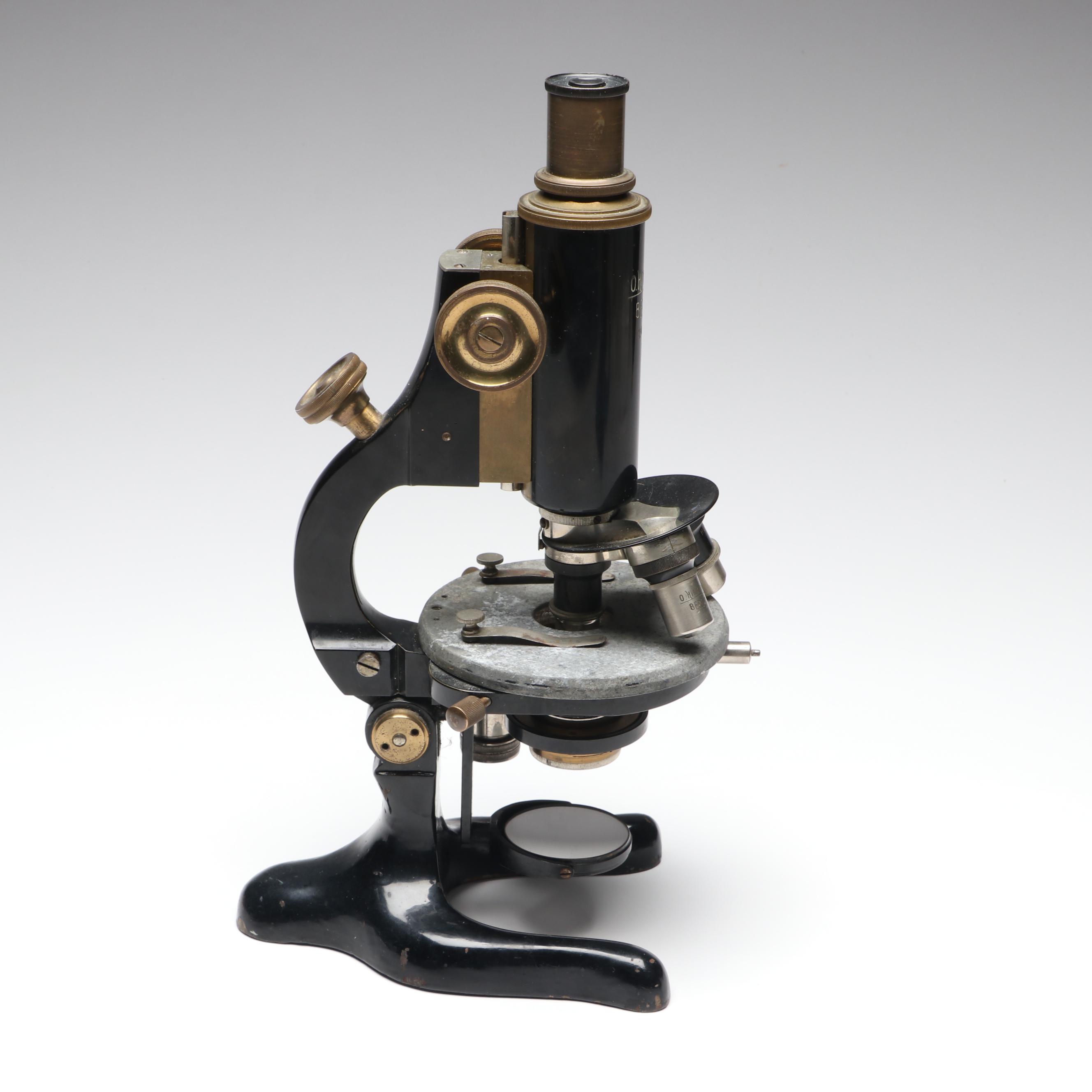 Otto Himmler German Cast Iron Compound Microscope, Early 20th Century