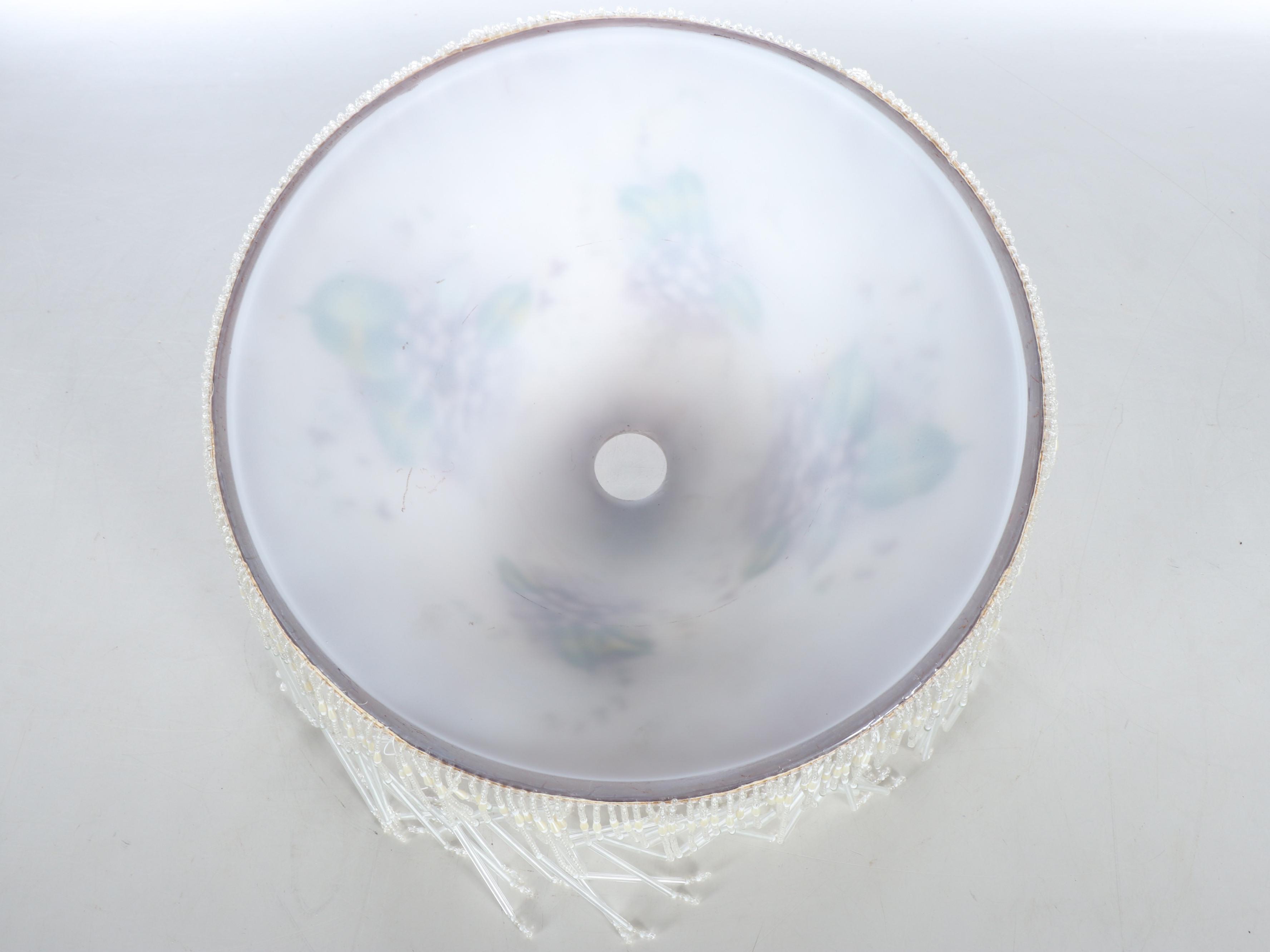 Green and Black Finish Resin Table Lamp with Hydrangea Glass Shade