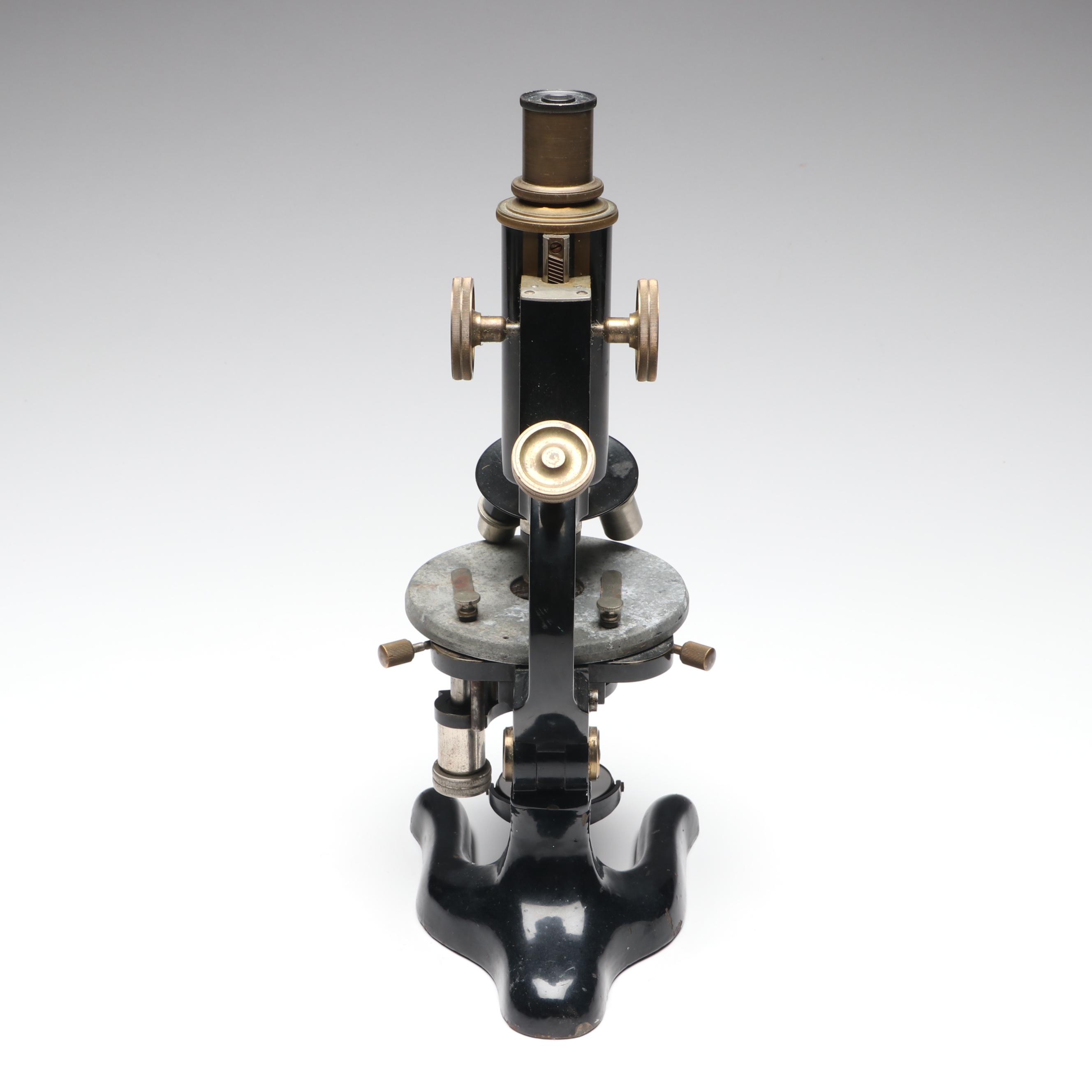 Otto Himmler German Cast Iron Compound Microscope, Early 20th Century