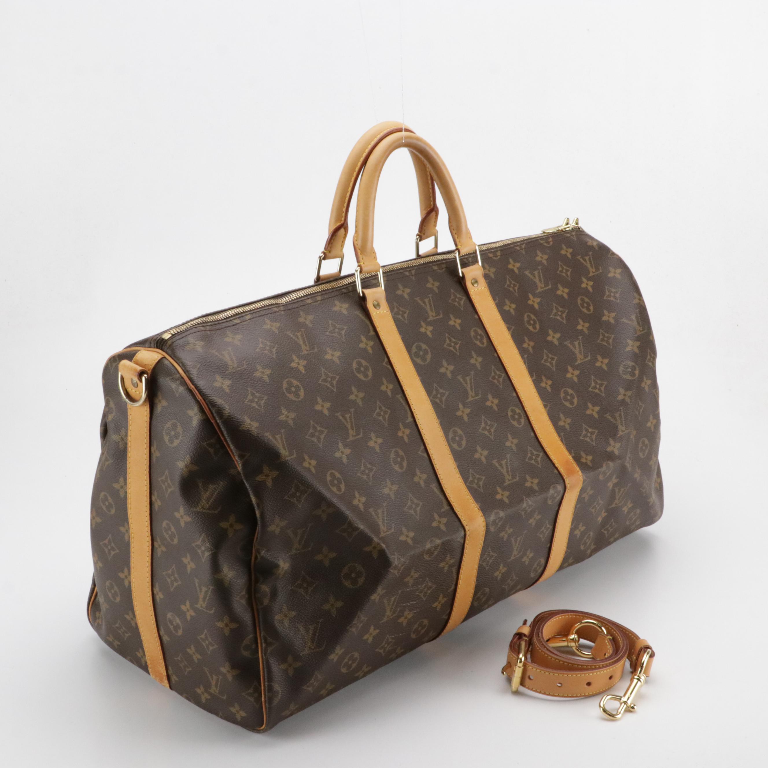 Louis Vuitton Keepall 55 Two-Way Duffle Bag in Monogram Canvas and Leather Trim