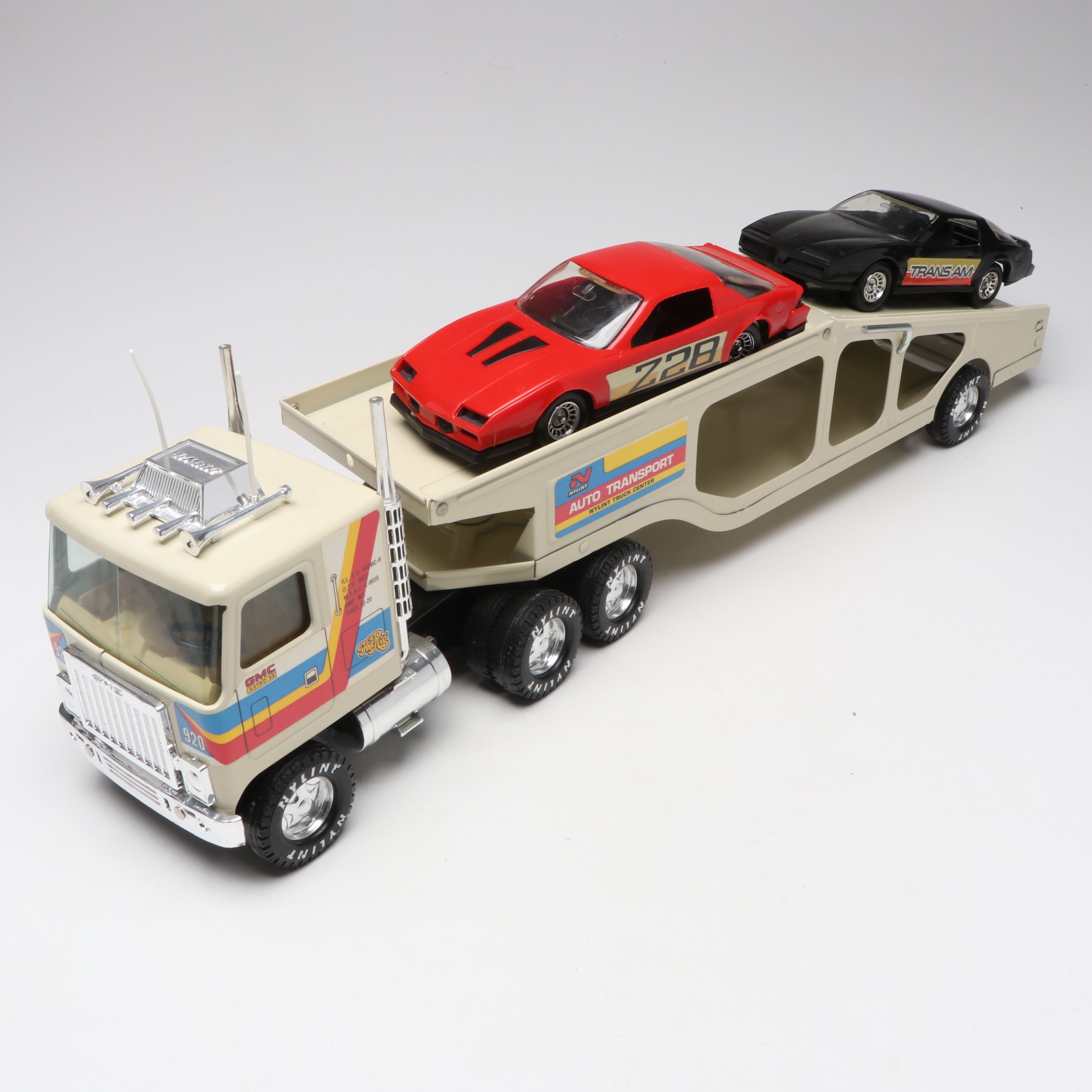 Nylint GMC Astro 95 Car Transporter, Rumpke Garbage Truck and Strombecker Van