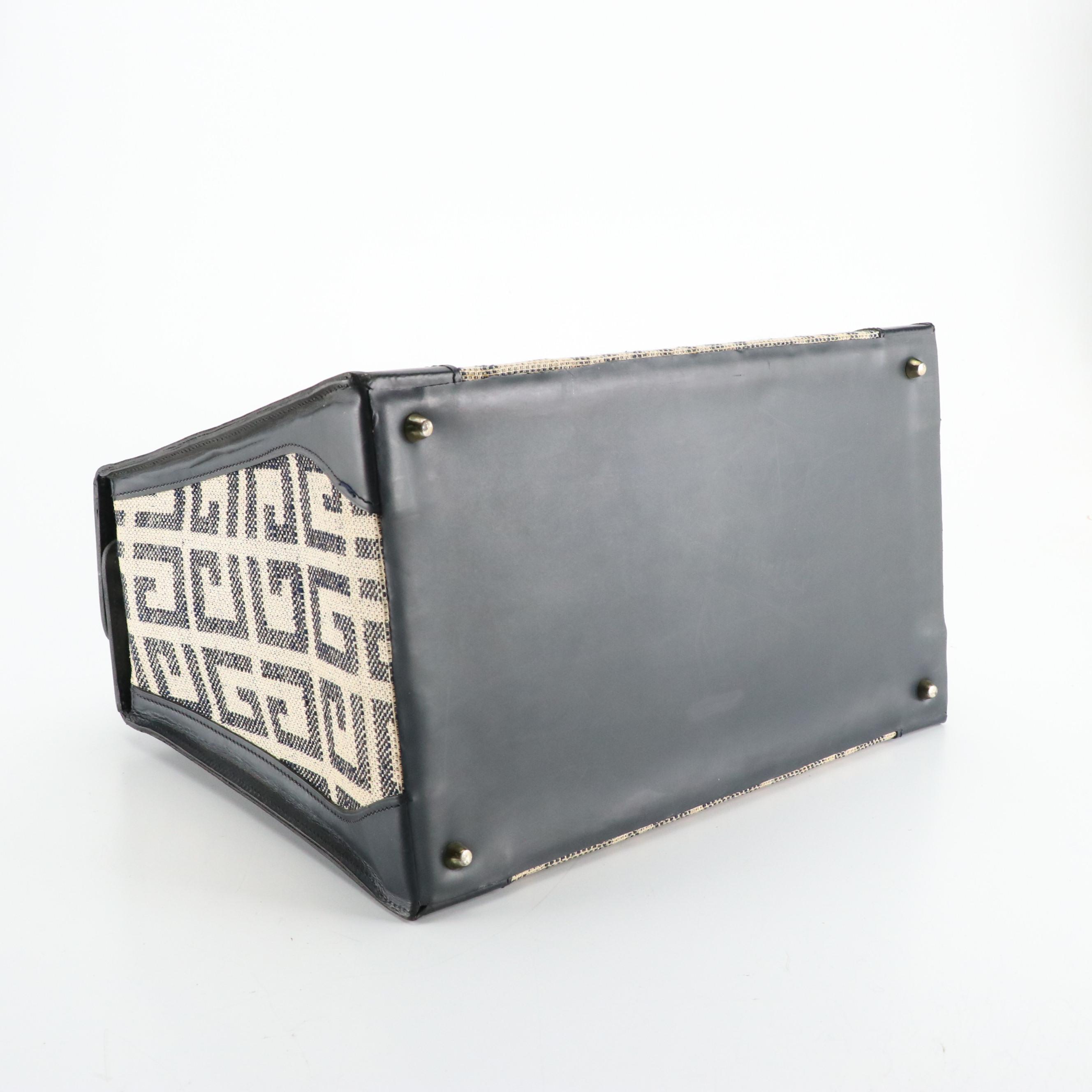 Givenchy Gentleman Gladstone Bag in 4G Logo Canvas and Navy Leather, 1970s