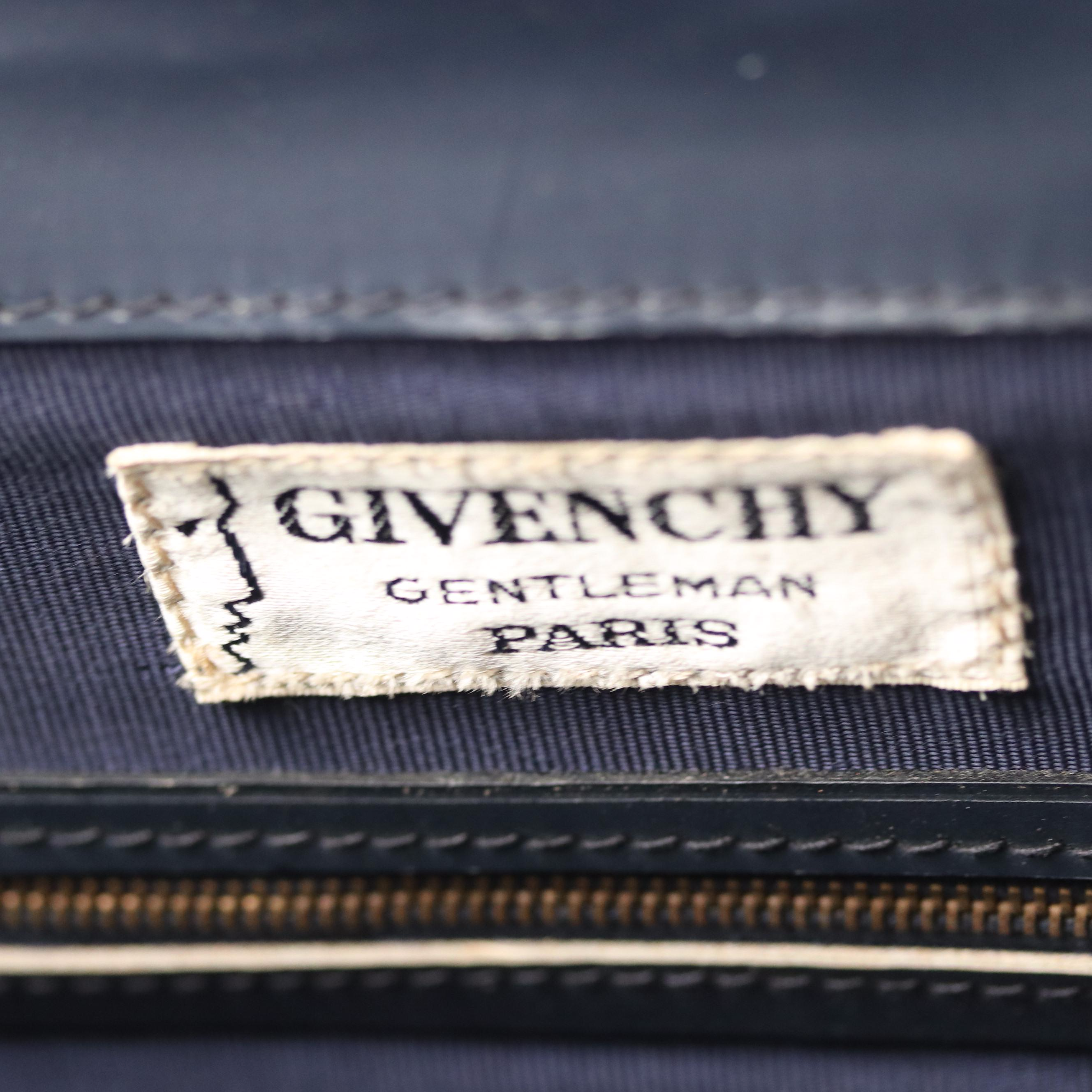 Givenchy Gentleman Gladstone Bag in 4G Logo Canvas and Navy Leather, 1970s