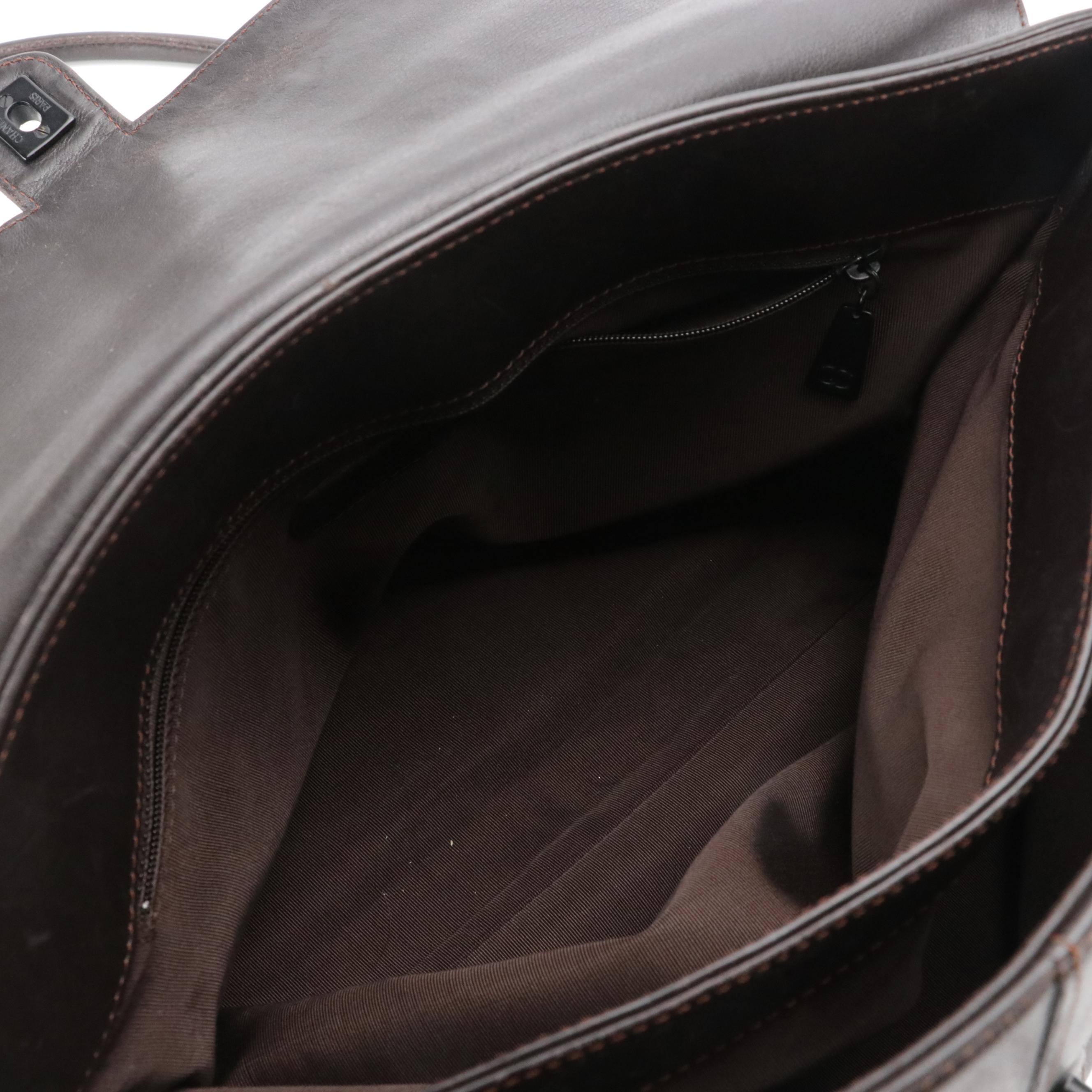 Chanel CC Turn-Lock Satchel Bag in Dark Brown Lambskin Leather