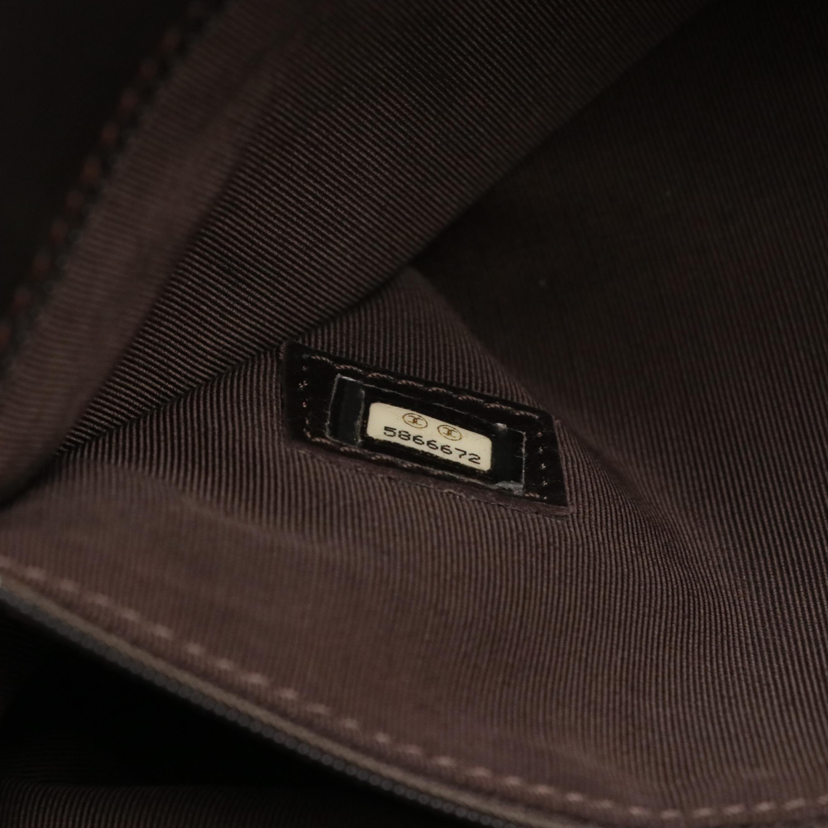 Chanel CC Turn-Lock Satchel Bag in Dark Brown Lambskin Leather