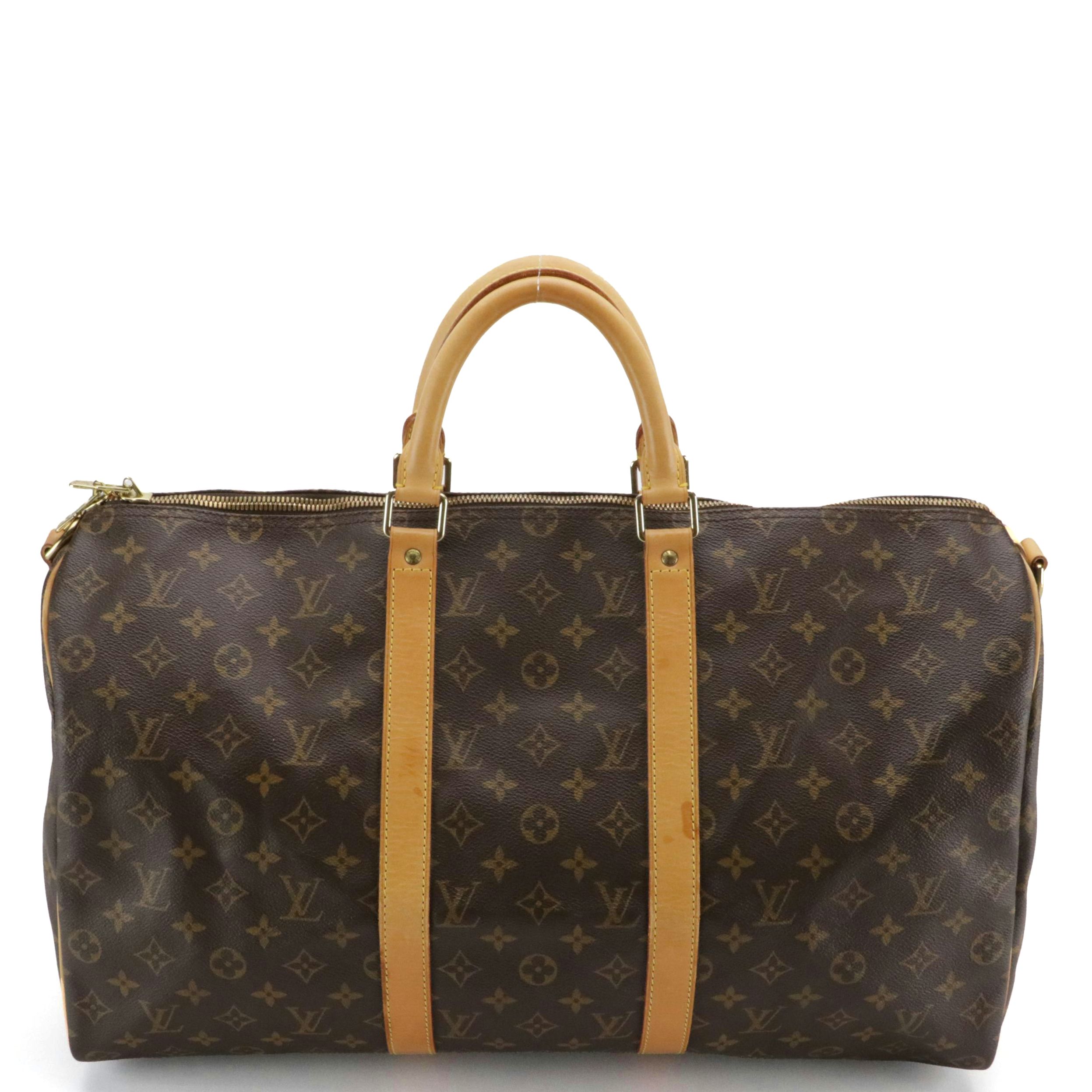 Louis Vuitton Keepall 50 Duffel Bag in Brown Monogram Coated Canvas