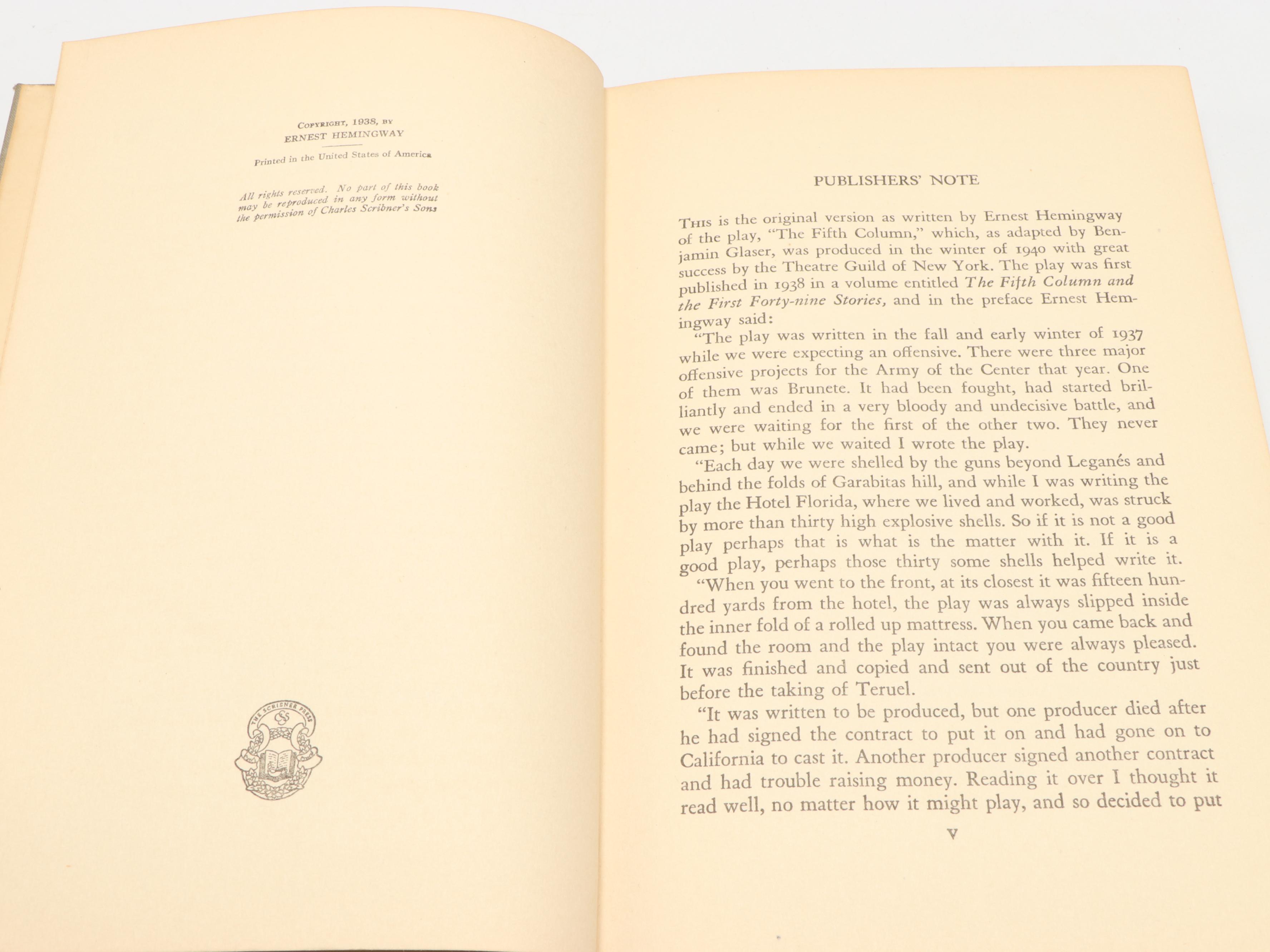 First Trade Edition "A Farewell to Arms" and More Books by Ernest Hemingway