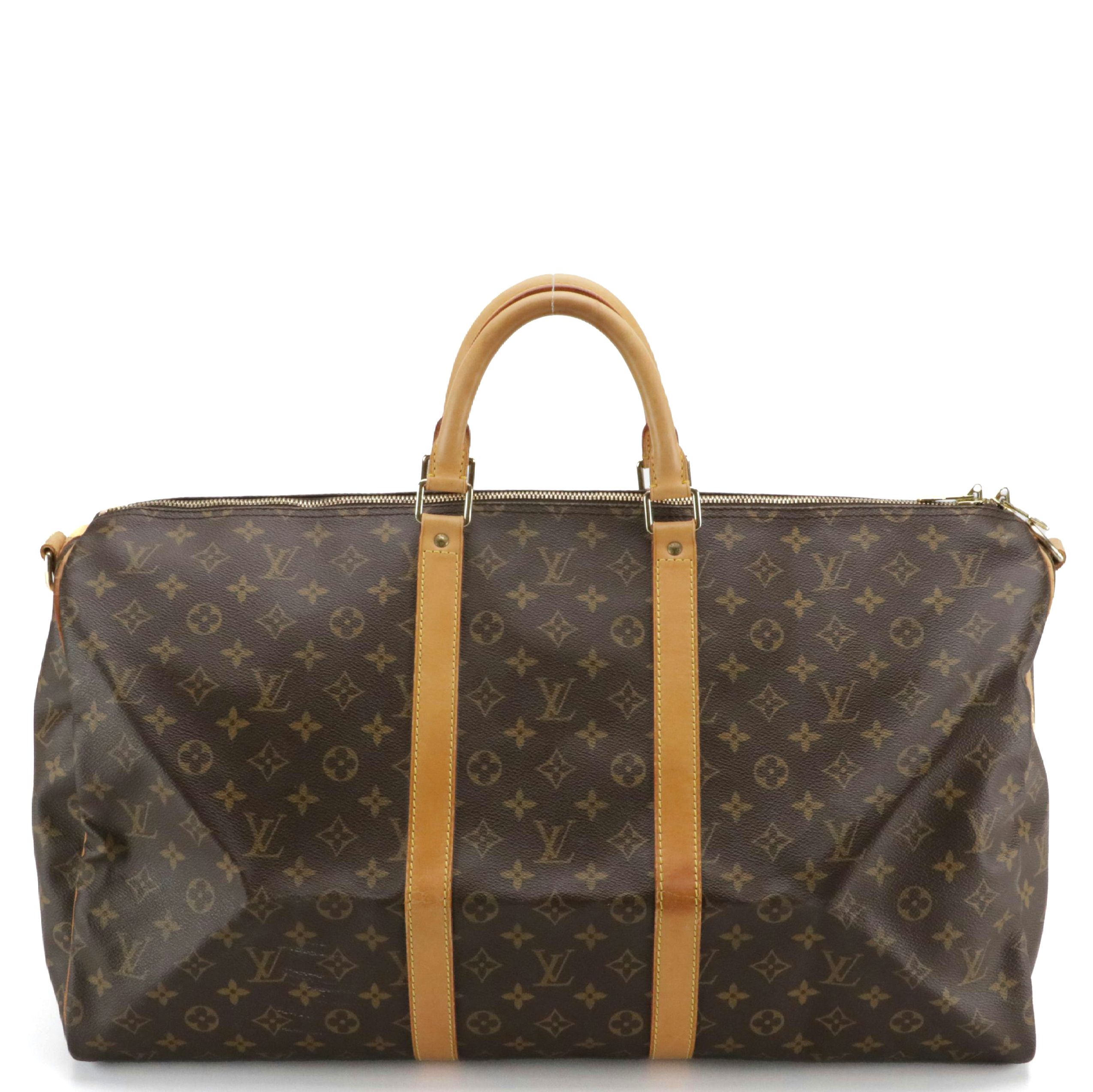 Louis Vuitton Keepall 55 Two-Way Duffle Bag in Monogram Canvas and Leather Trim