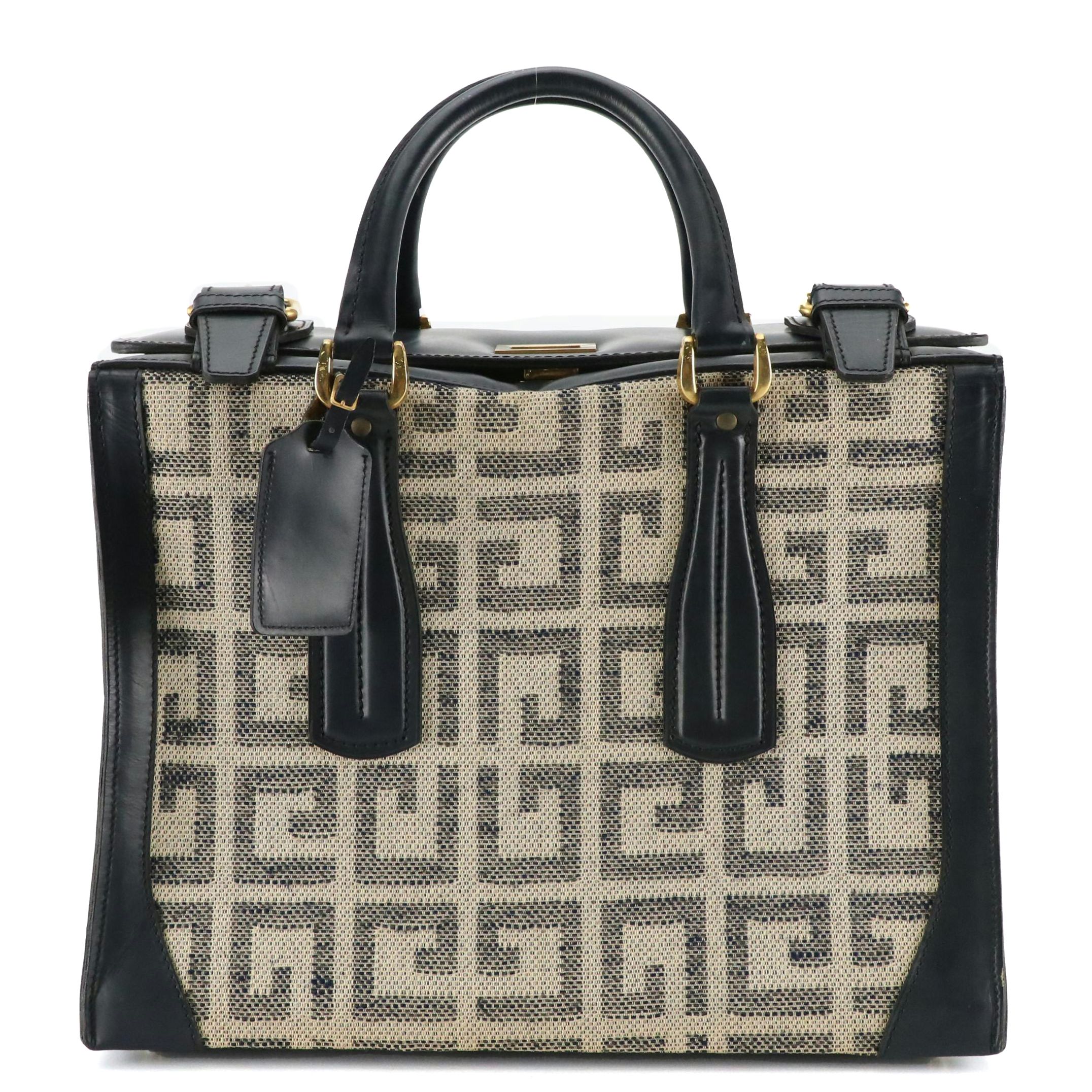 Givenchy Gentleman Gladstone Bag in 4G Logo Canvas and Navy Leather, 1970s