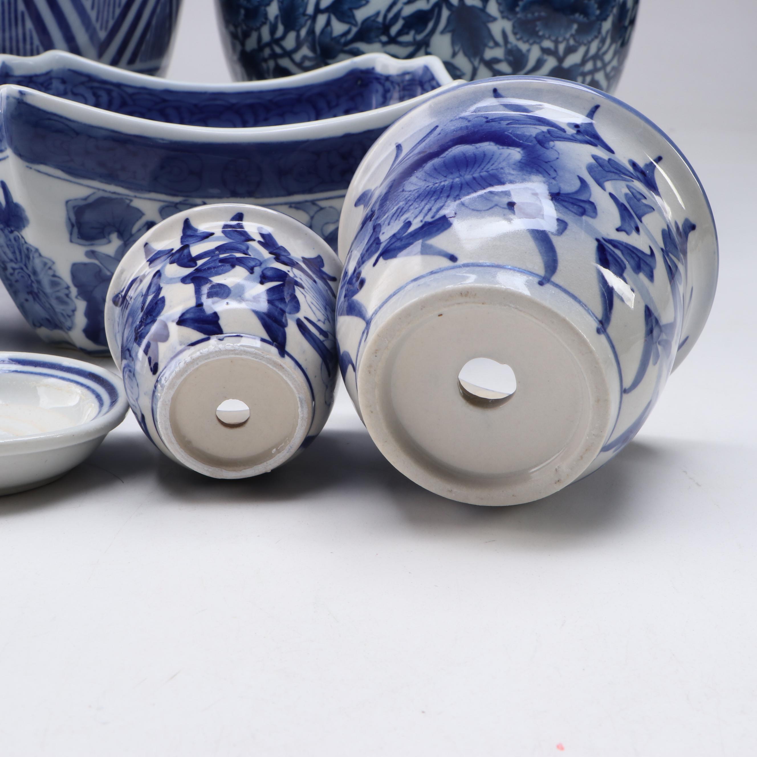 Chinese Melon Jar and Vase with More Asian Style Blue and White Ceramics