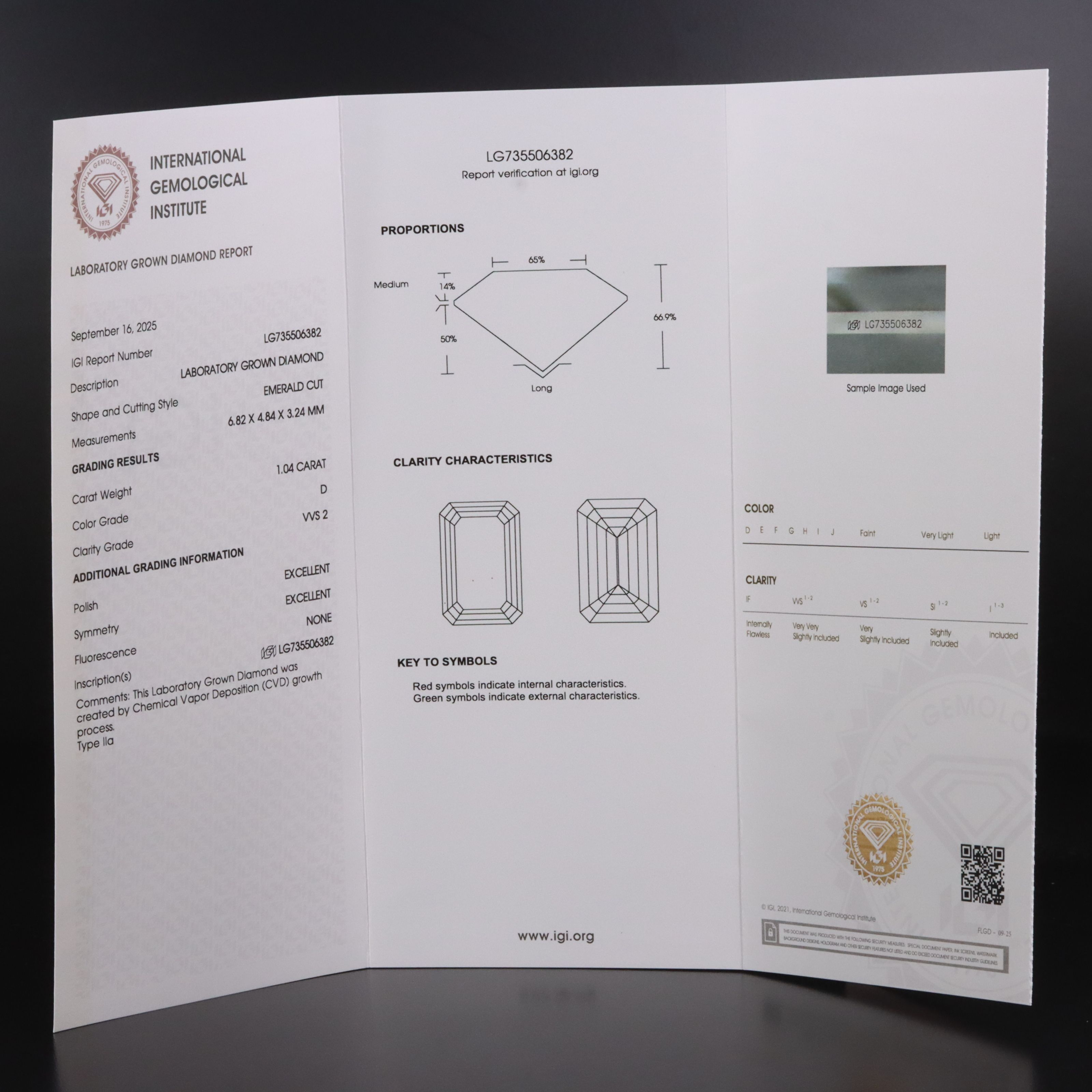Loose 1.04 CT Lab Grown Diamond with IGI Report