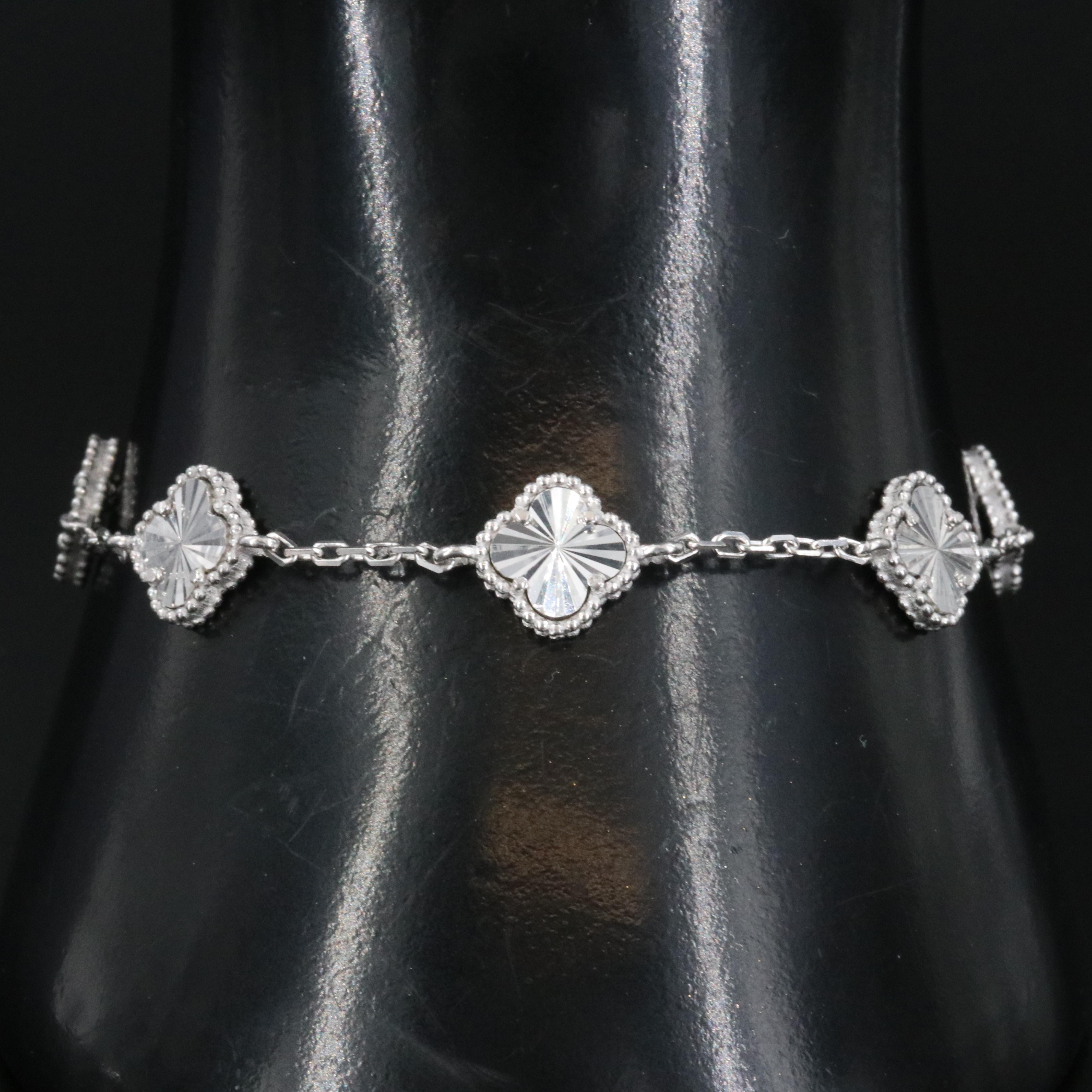Sterling Quatrefoil Station Bracelet