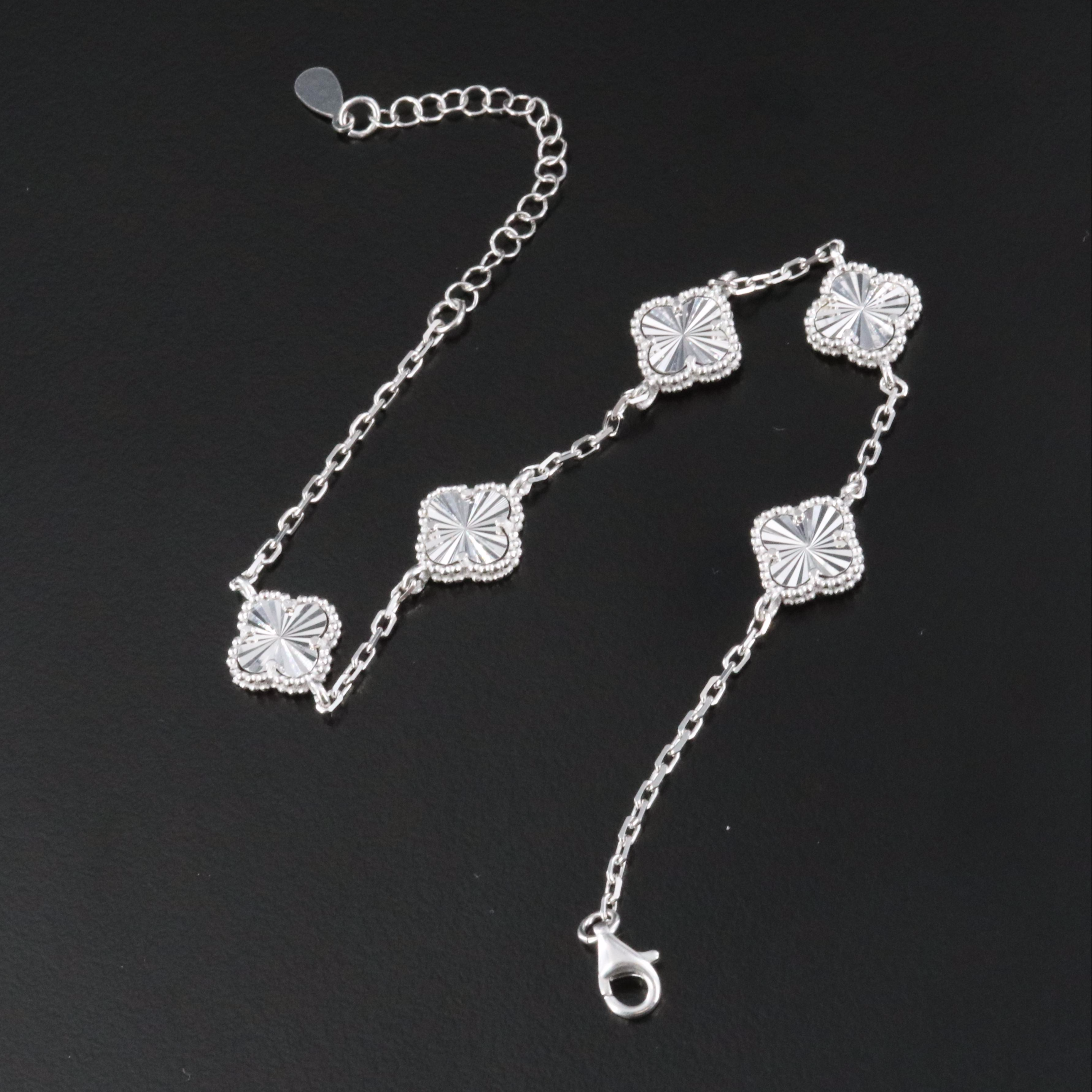 Sterling Quatrefoil Station Bracelet