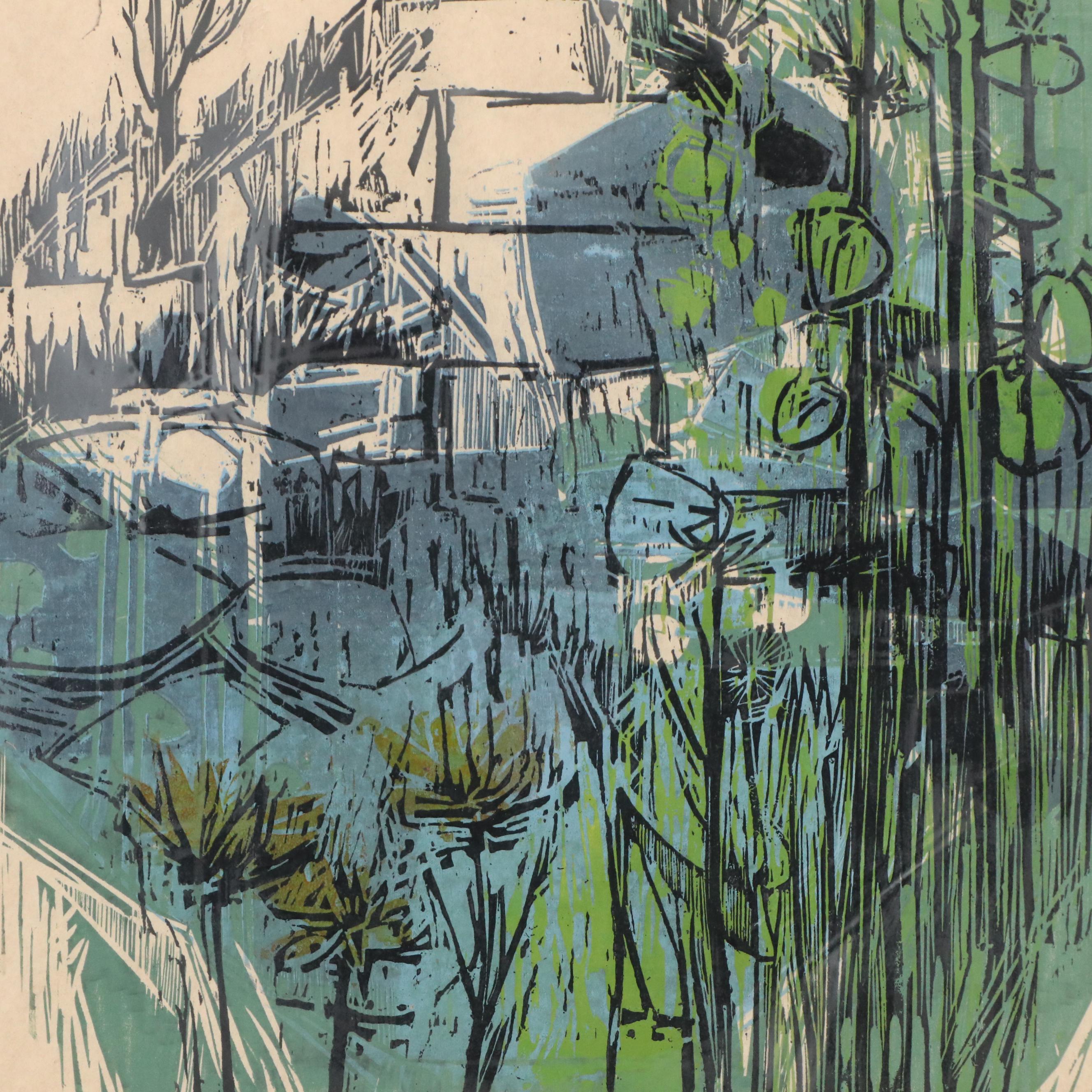 William Ellingson Woodcut "St. Cloud Quarry," 1964