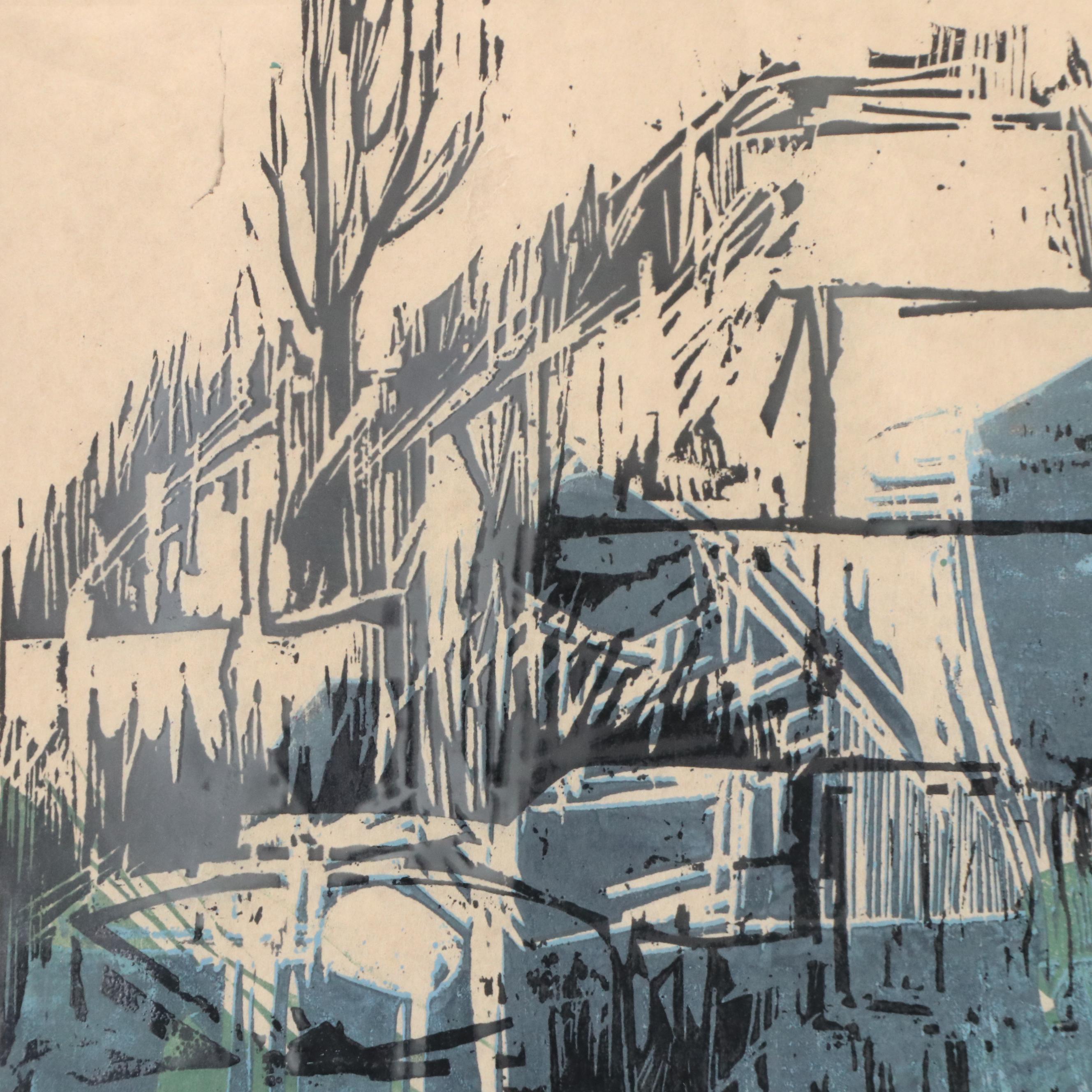 William Ellingson Woodcut "St. Cloud Quarry," 1964