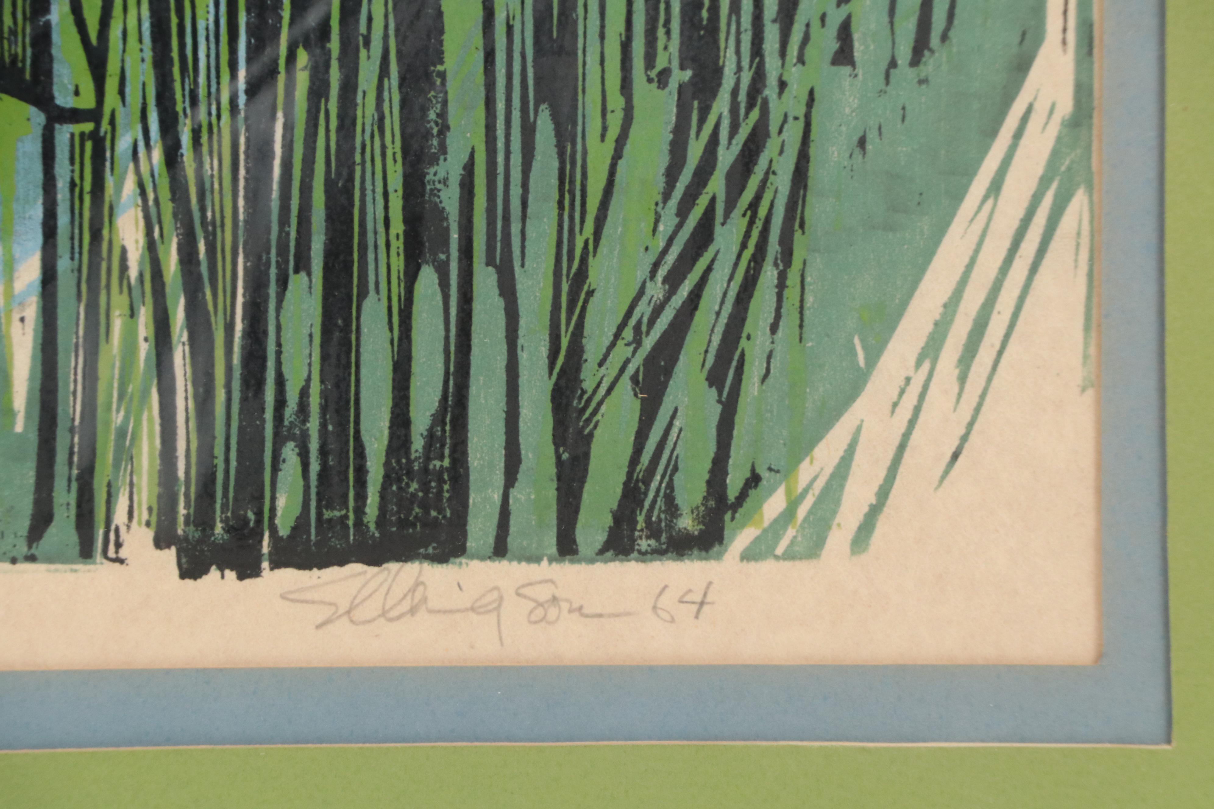 William Ellingson Woodcut "St. Cloud Quarry," 1964