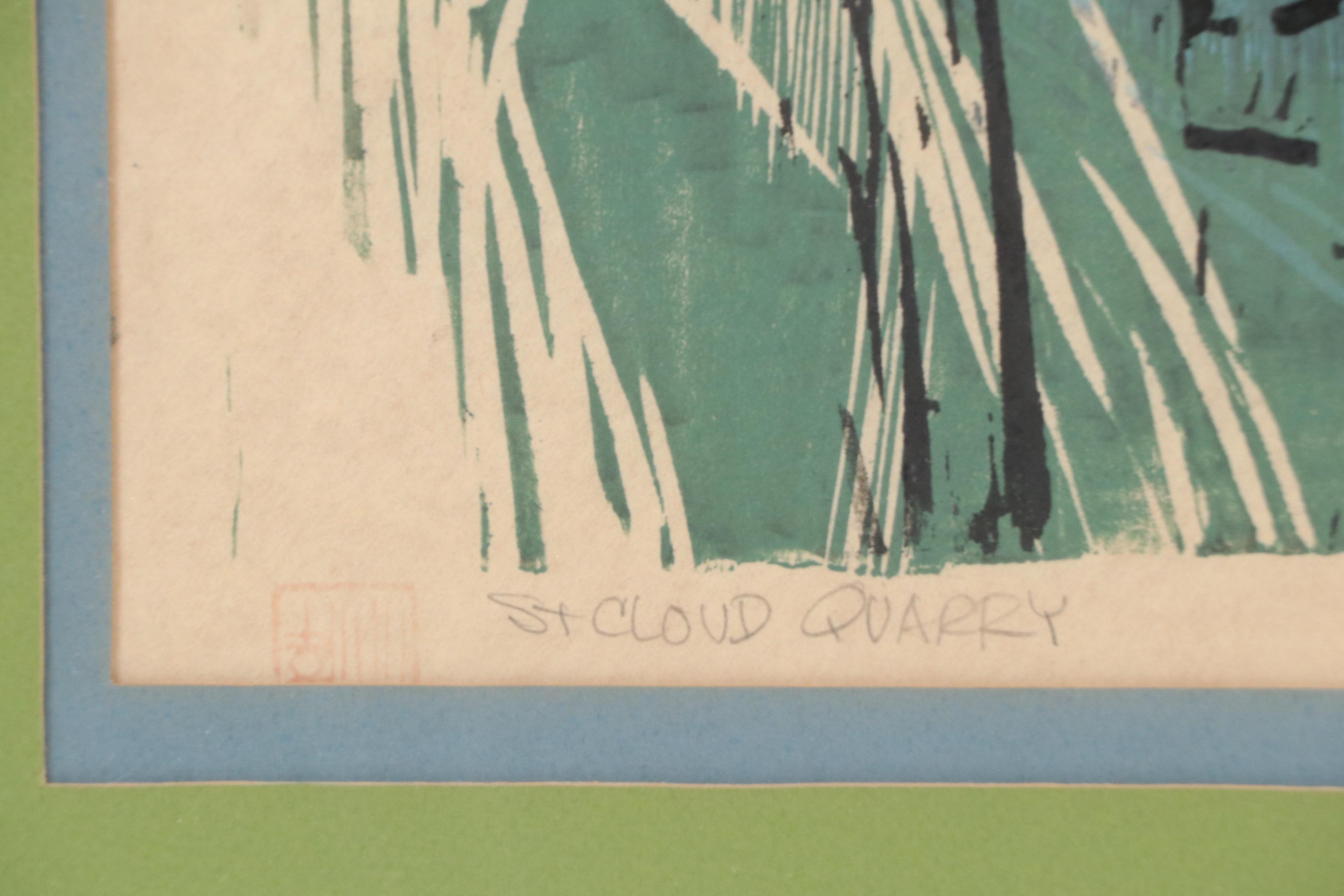 William Ellingson Woodcut "St. Cloud Quarry," 1964