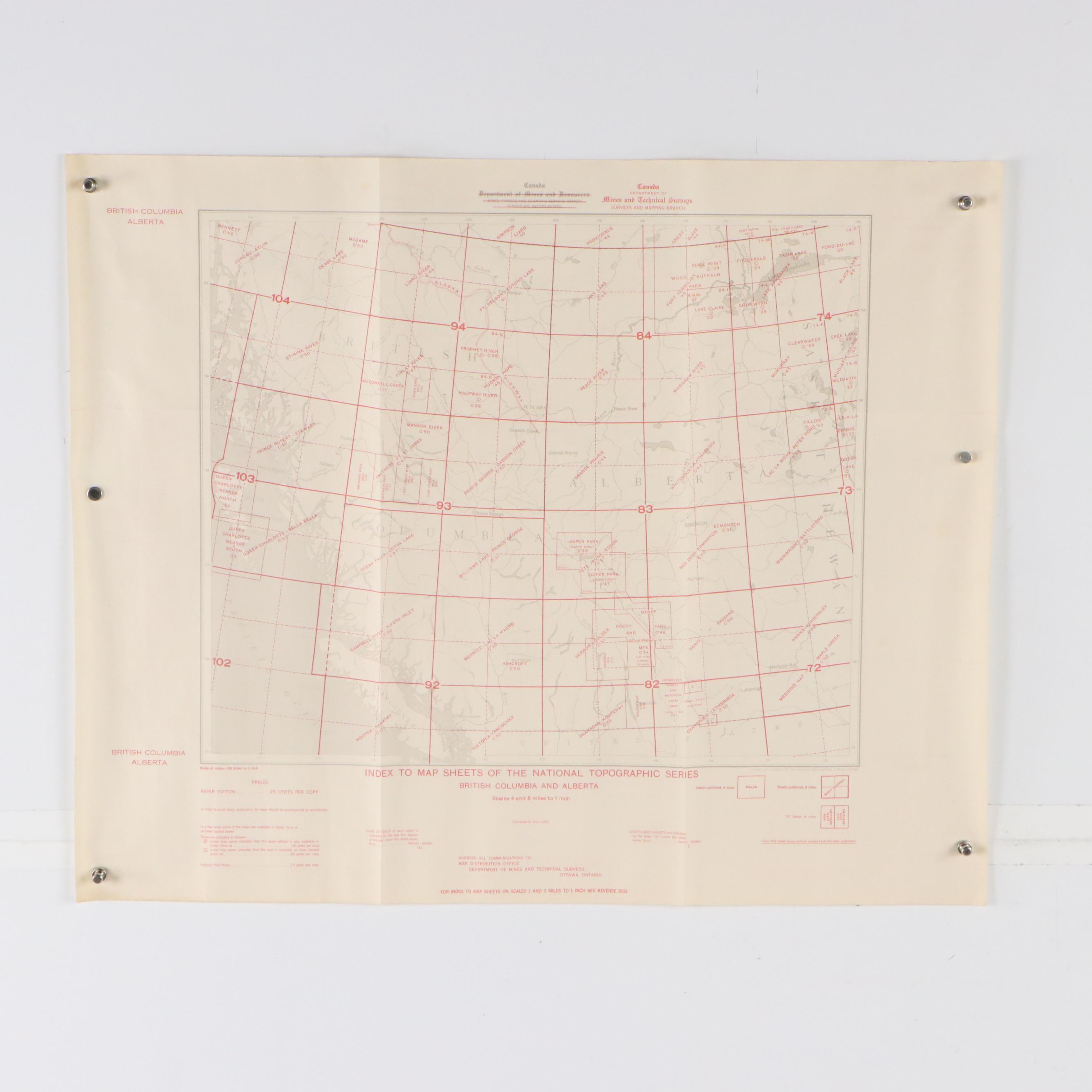Collection of Canada Department of Mines and Technical Surveys Lithographic Maps