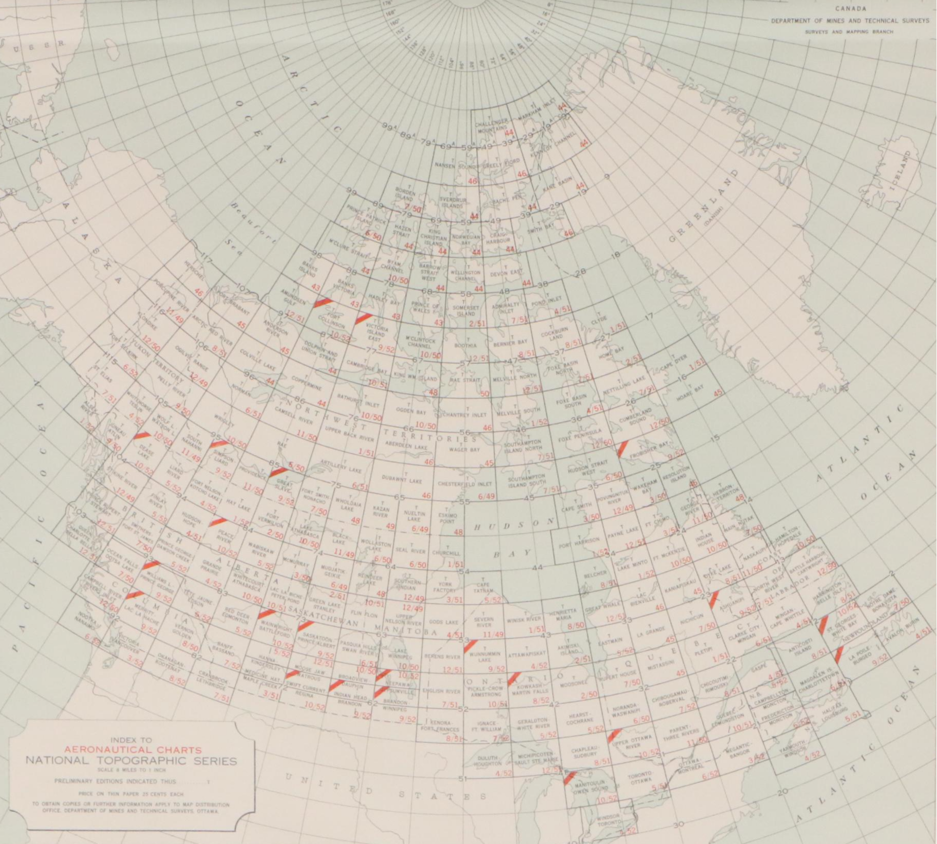 Collection of Canada Department of Mines and Technical Surveys Lithographic Maps