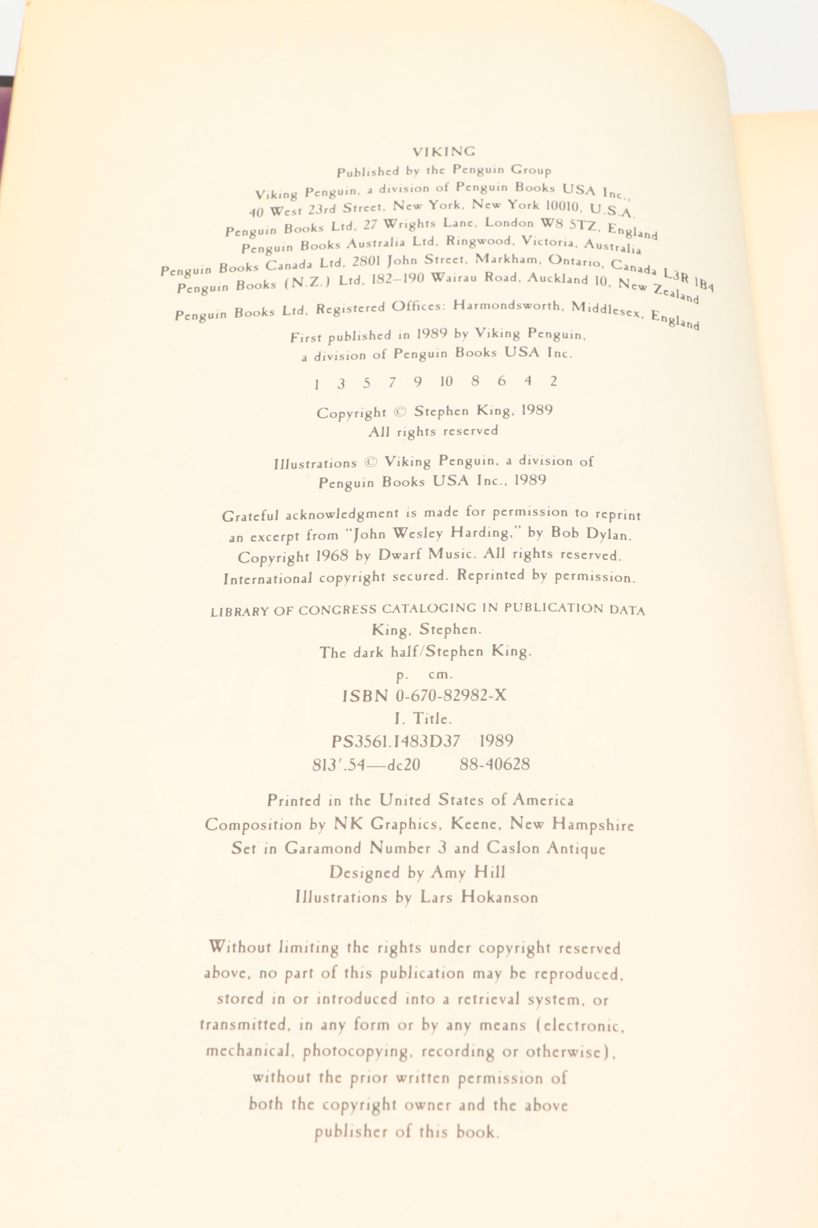 First Printing "The Dark Half" and More by Stephen King
