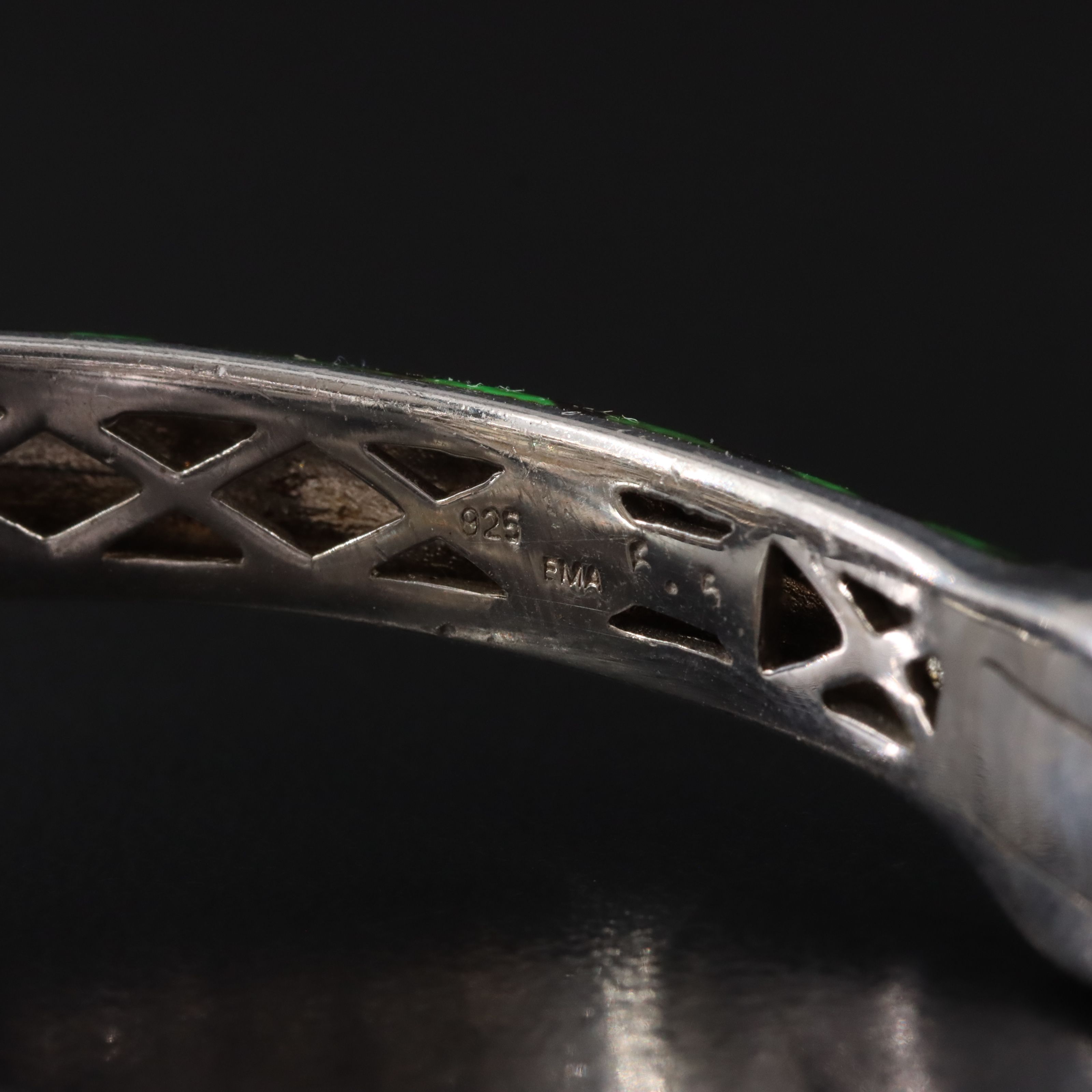 Sterling Citrine, CZ and Enamel Leopard Print Bangle Bracelet