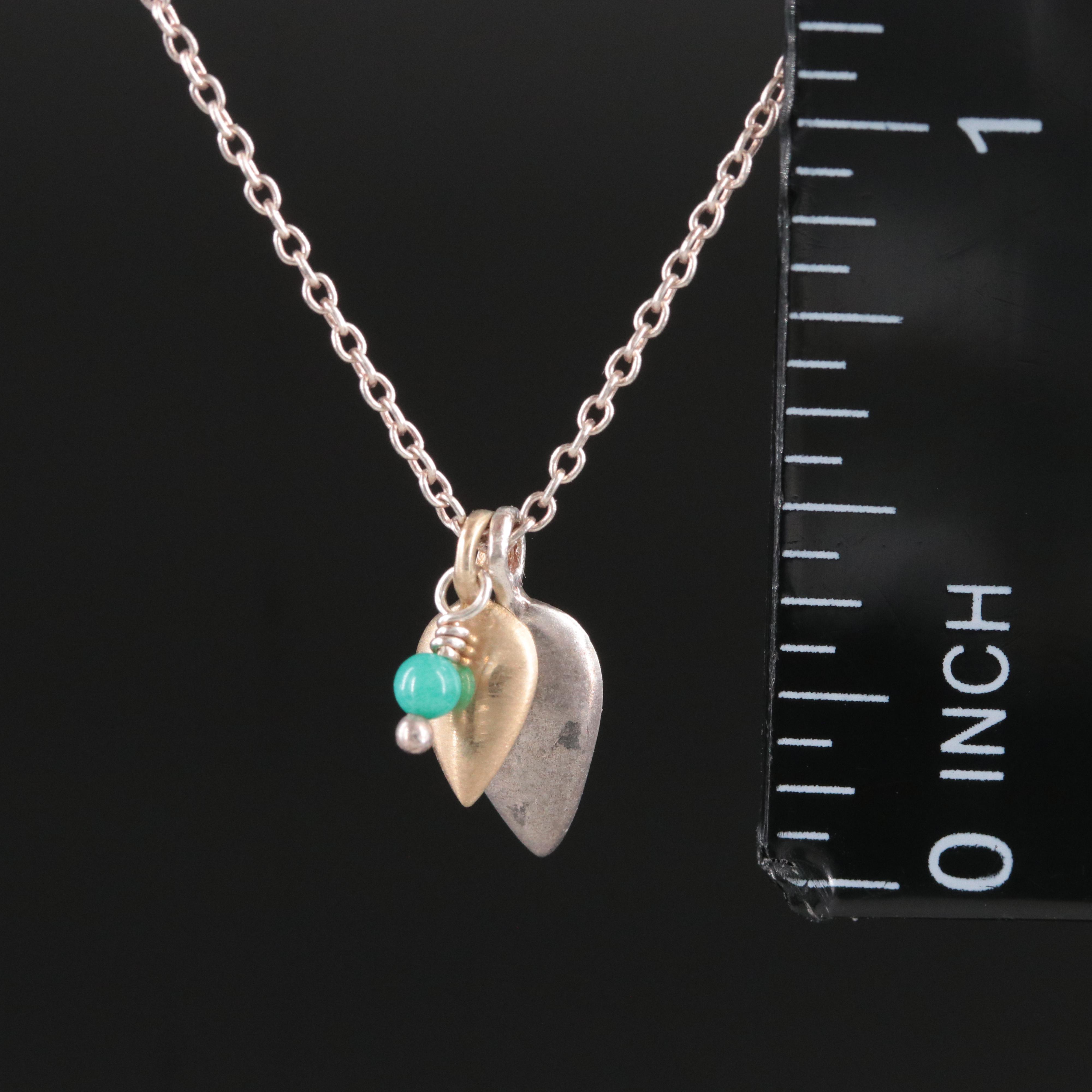 Sterling Turquoise Drop Necklace with 10K Accent