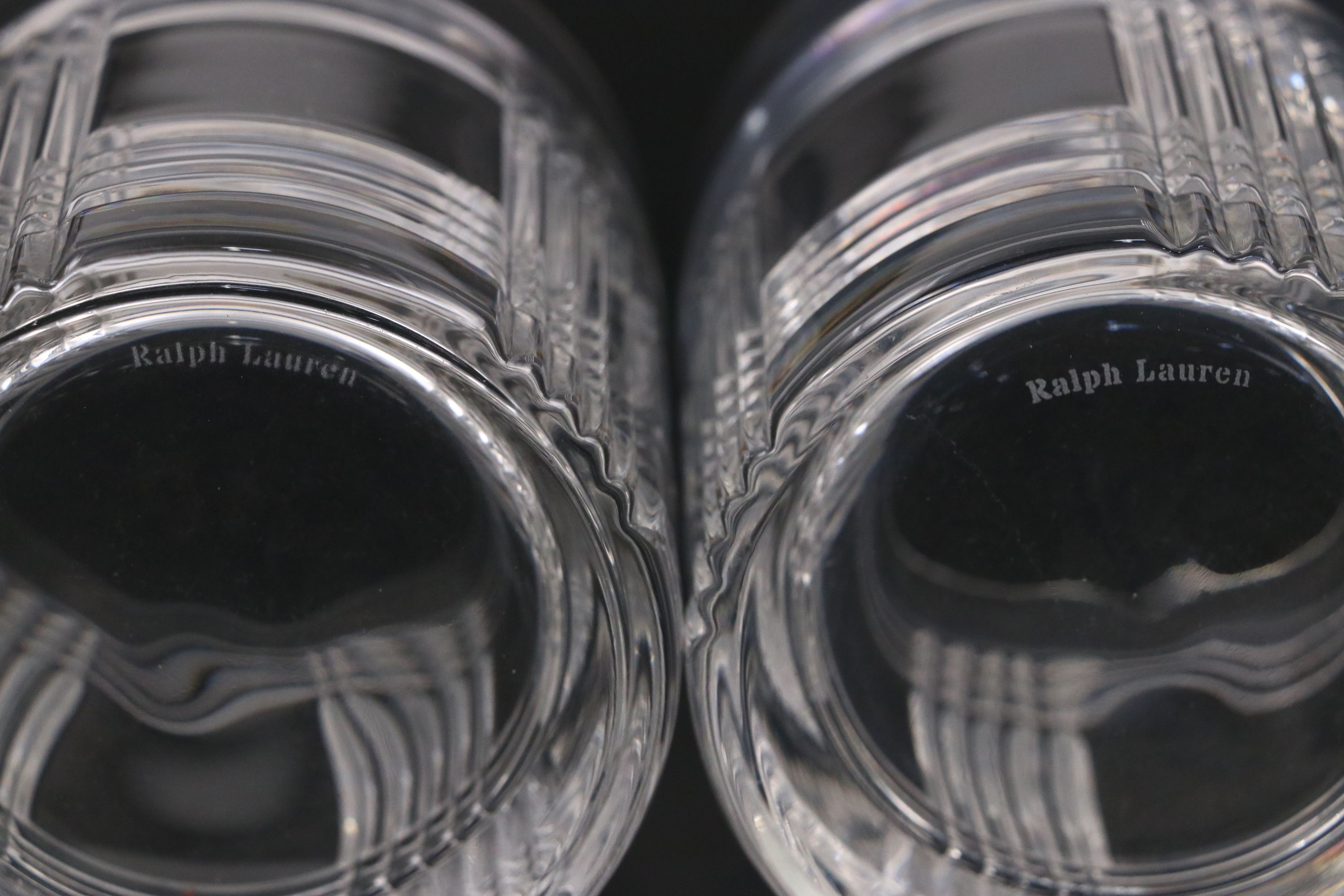 Ralph Lauren "Glen Plaid" Crystal Old Fashioned Glasses
