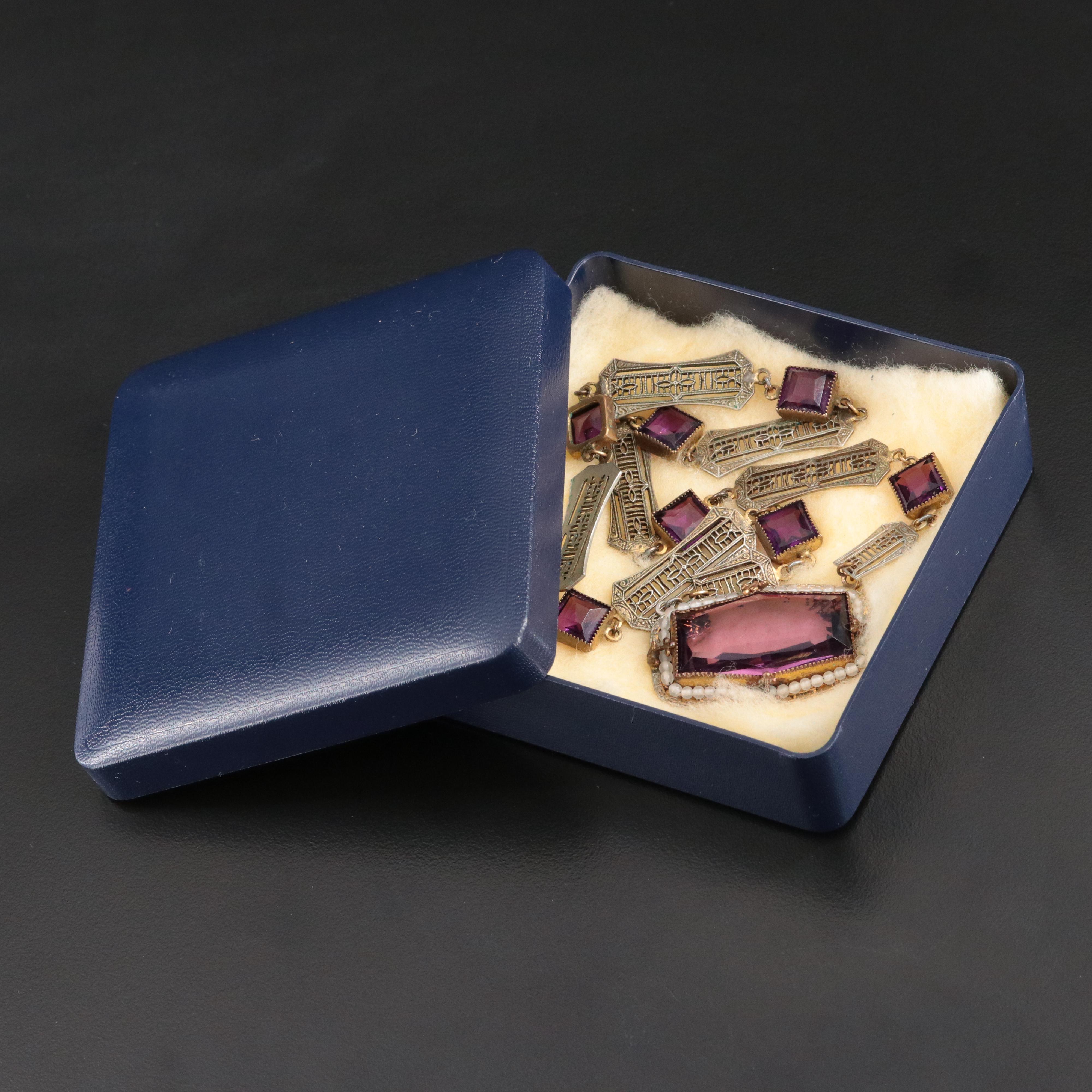 Art Deco Necklace with Vintage Box
