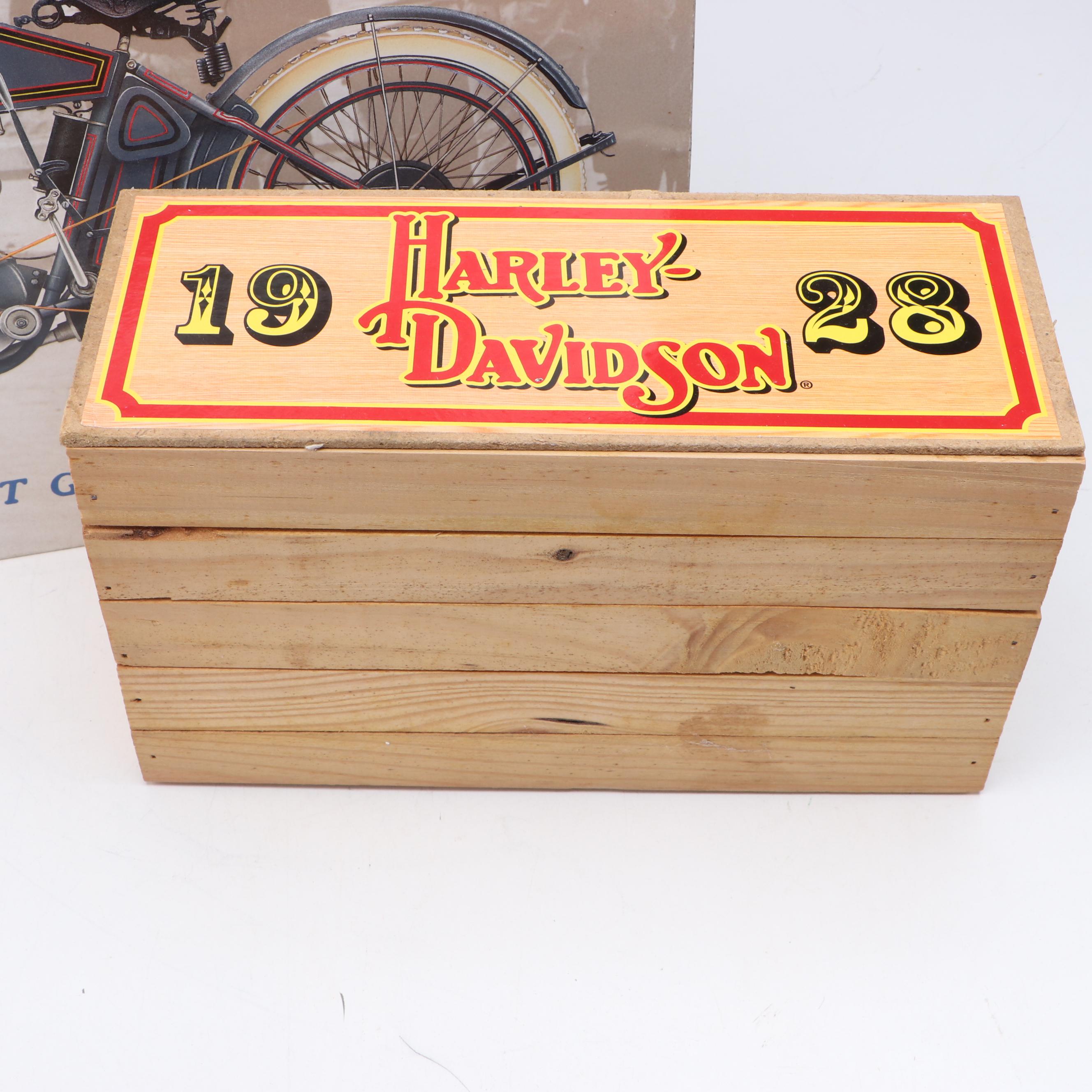 Xonex Tin Model 1950s Harley-Davidson with "The Silent Gray Fellow" Sign