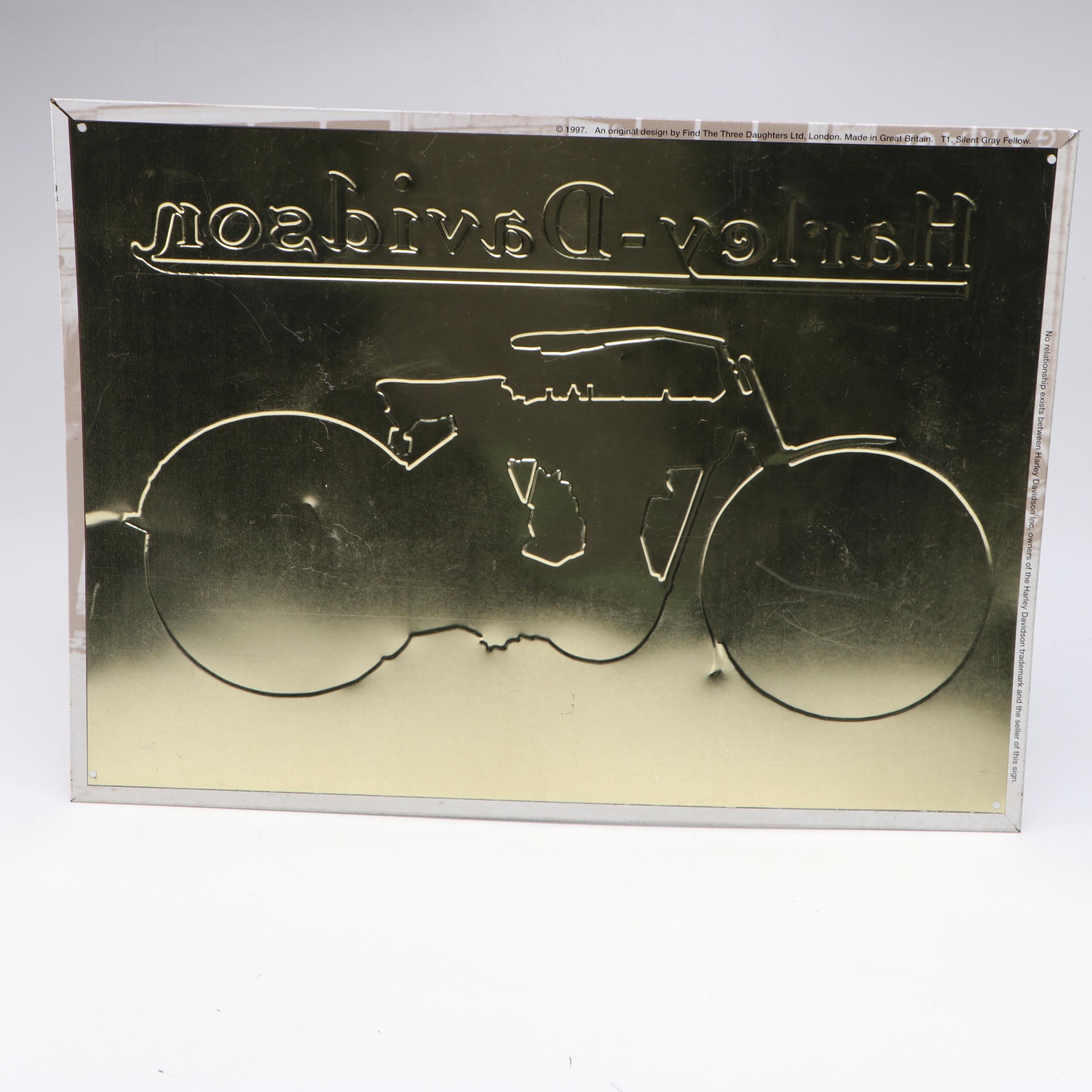 Xonex Tin Model 1950s Harley-Davidson with "The Silent Gray Fellow" Sign