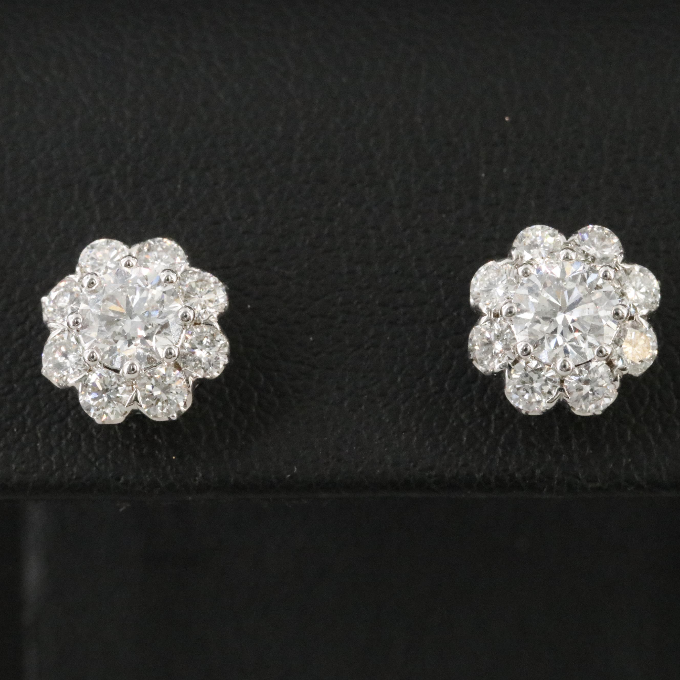 14K 2.00 CTW Diamond Halo Stud Earrings