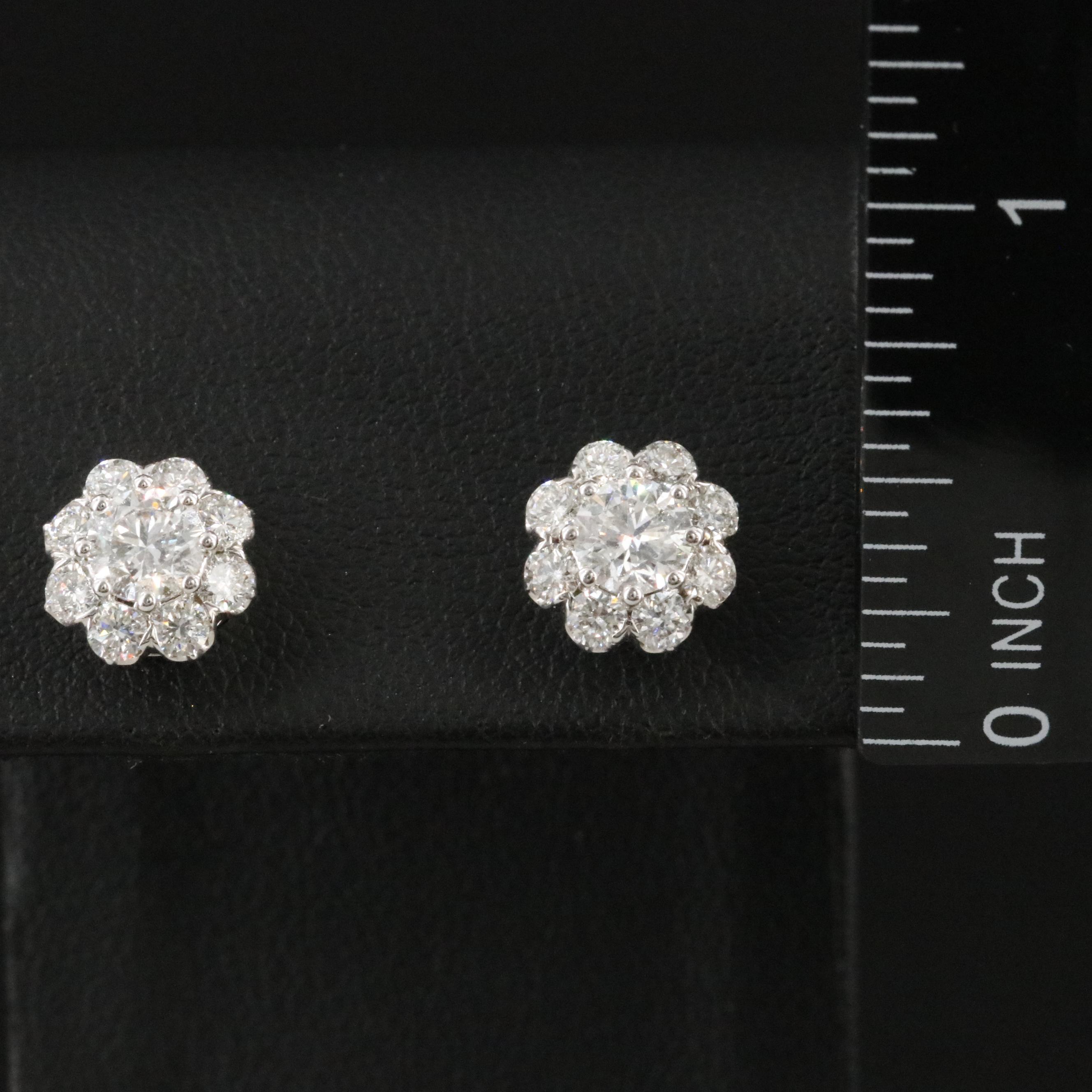14K 2.00 CTW Diamond Halo Stud Earrings