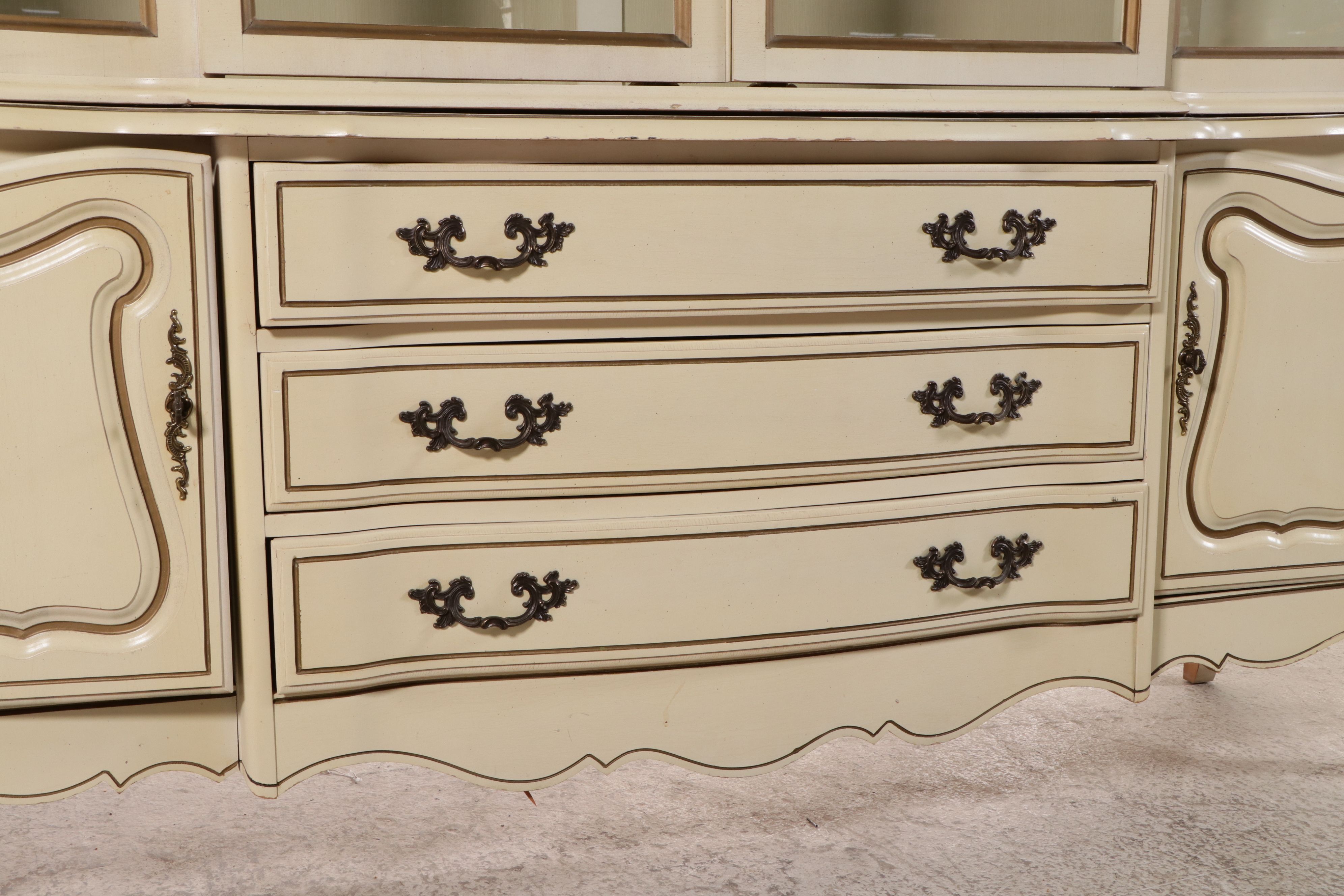 French Provincial Style Paint-Decorated Wood China Cabinet