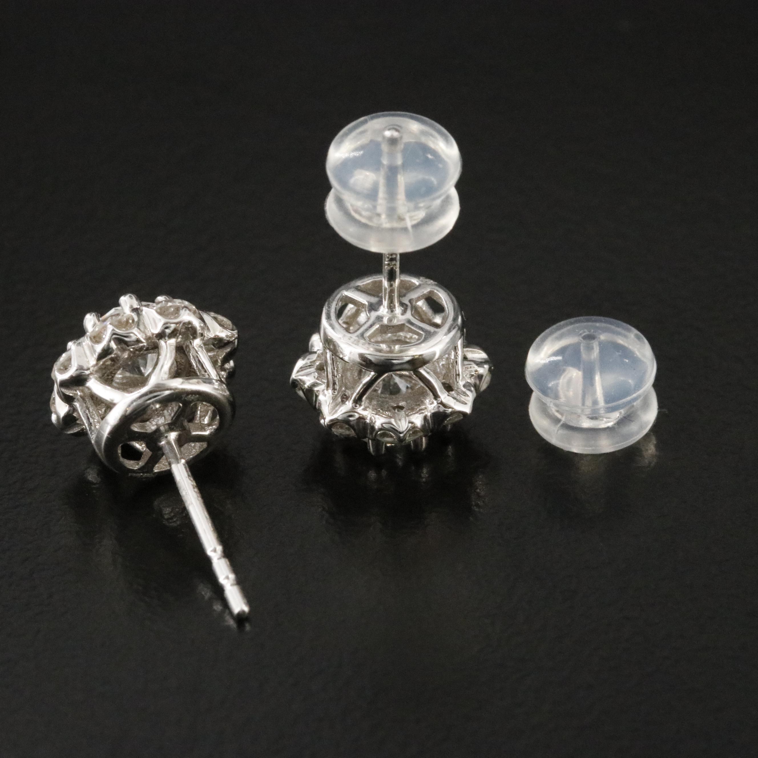 14K 2.00 CTW Diamond Halo Stud Earrings