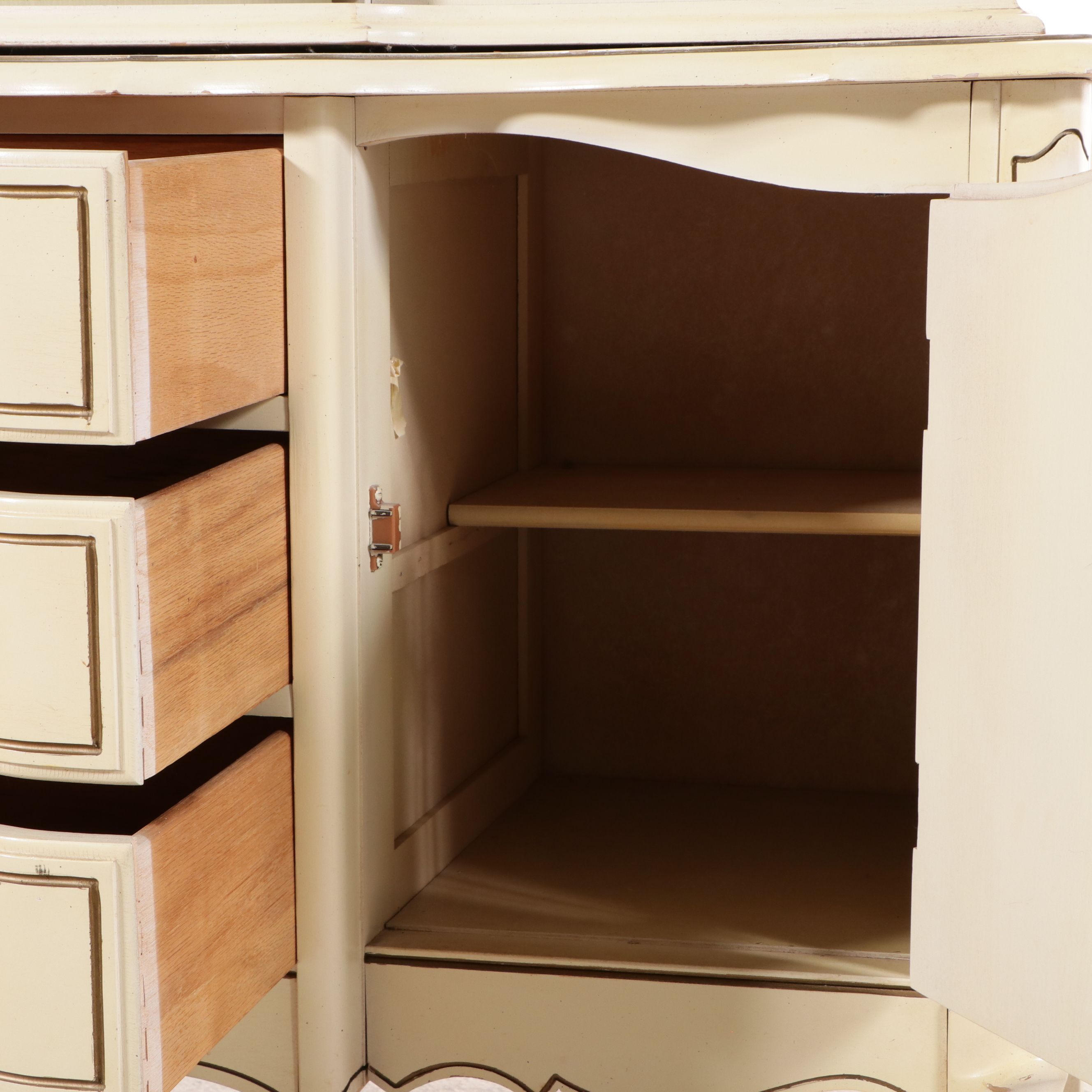 French Provincial Style Paint-Decorated Wood China Cabinet