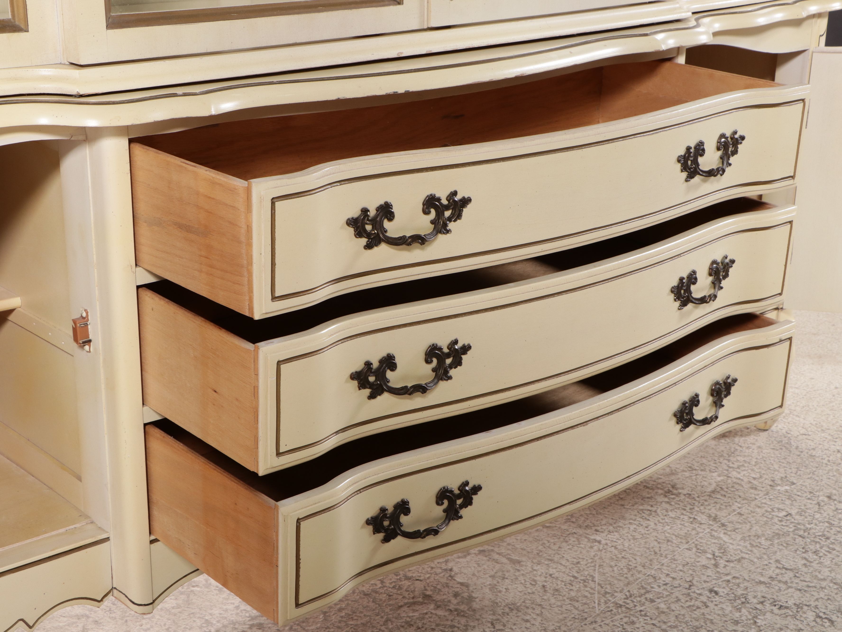 French Provincial Style Paint-Decorated Wood China Cabinet