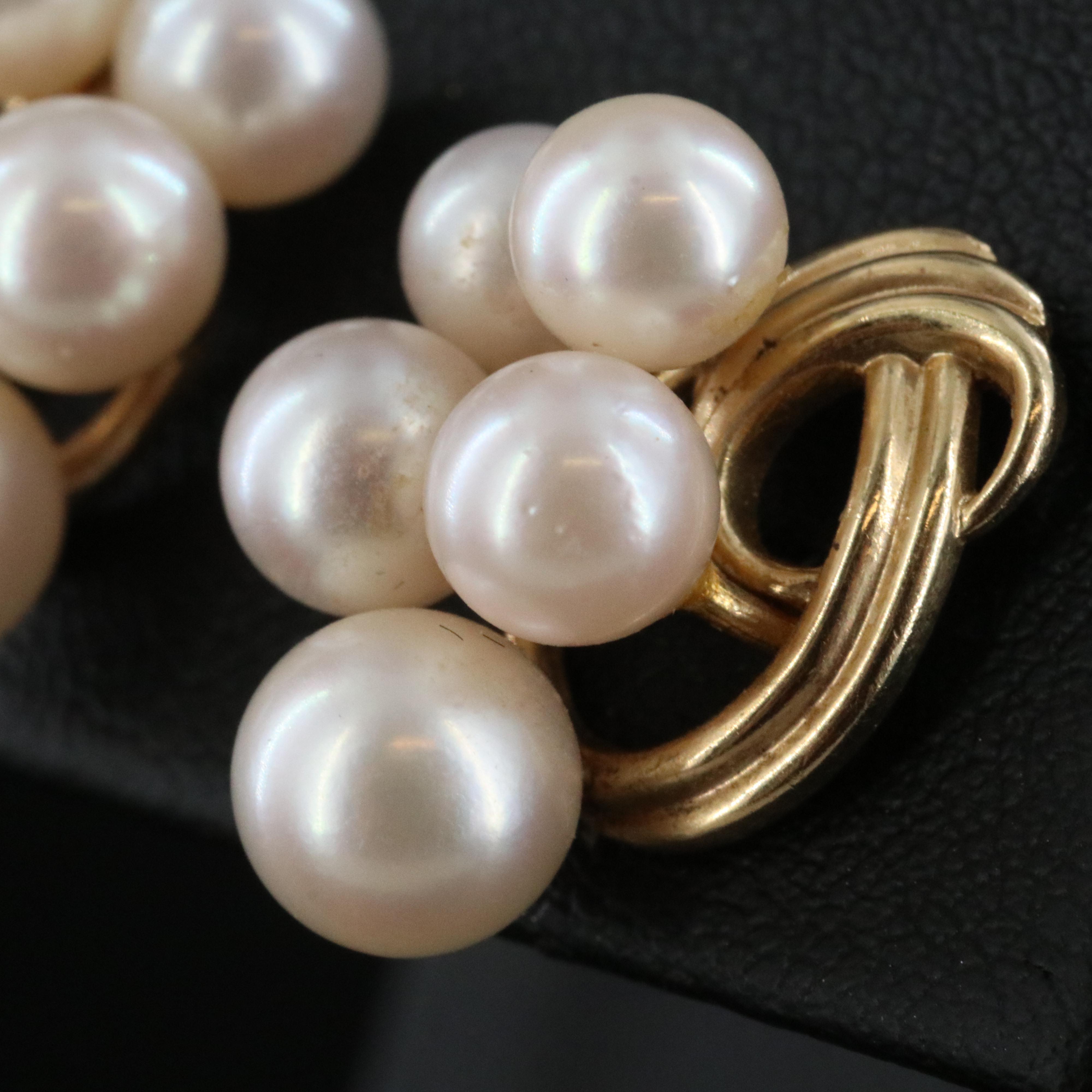 14K Pearl Cluster Earrings