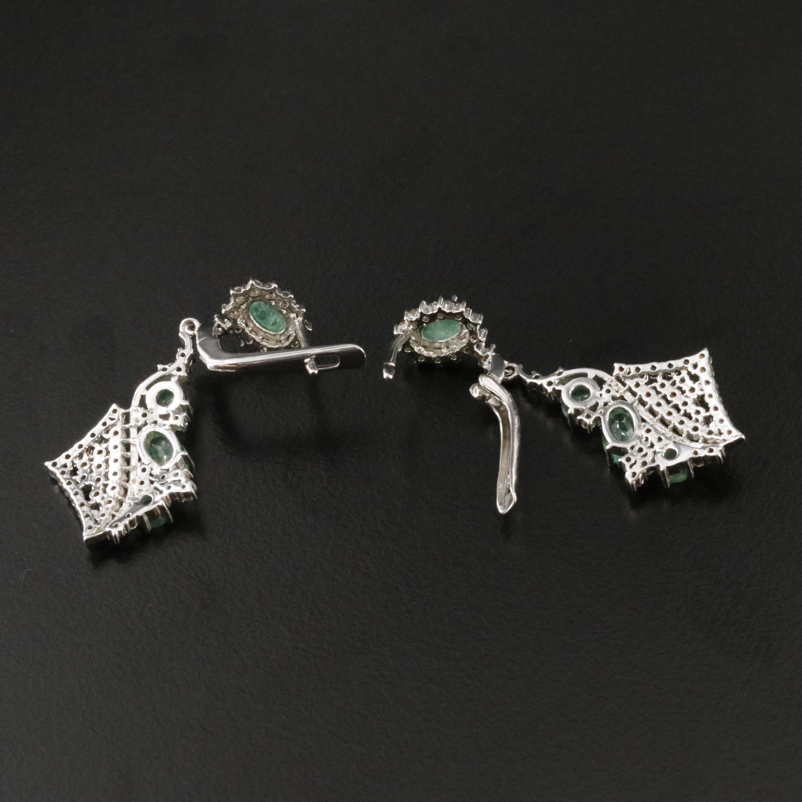 Sterling Emerald, Sapphire, and Topaz Earrings
