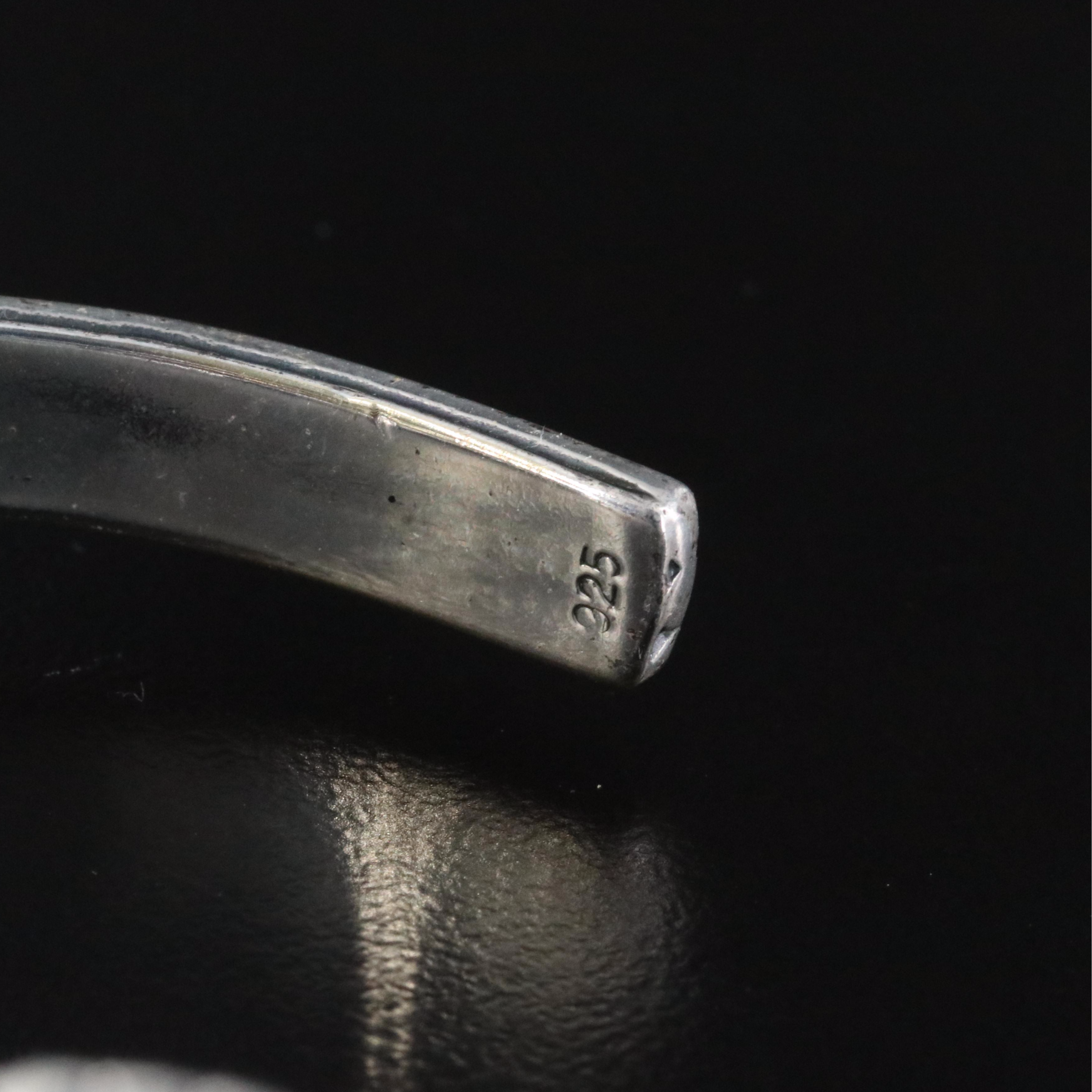 Sterling Jasper Flower Cuff Bracelet