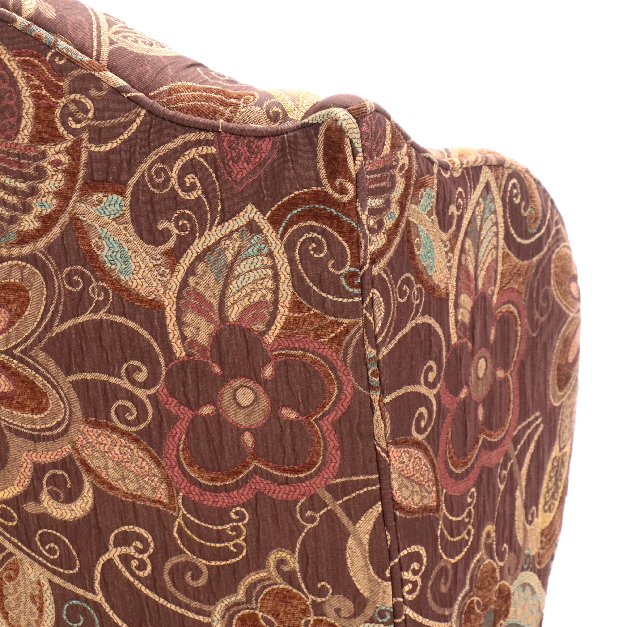 Georgian Style Mixed Upholstery Wingback Armchair, Late 20th Century