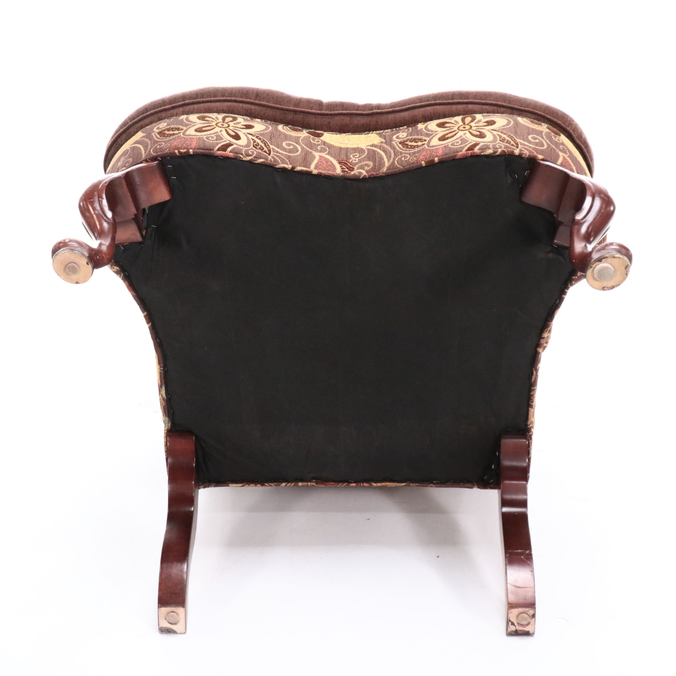 Georgian Style Mixed Upholstery Wingback Armchair, Late 20th Century