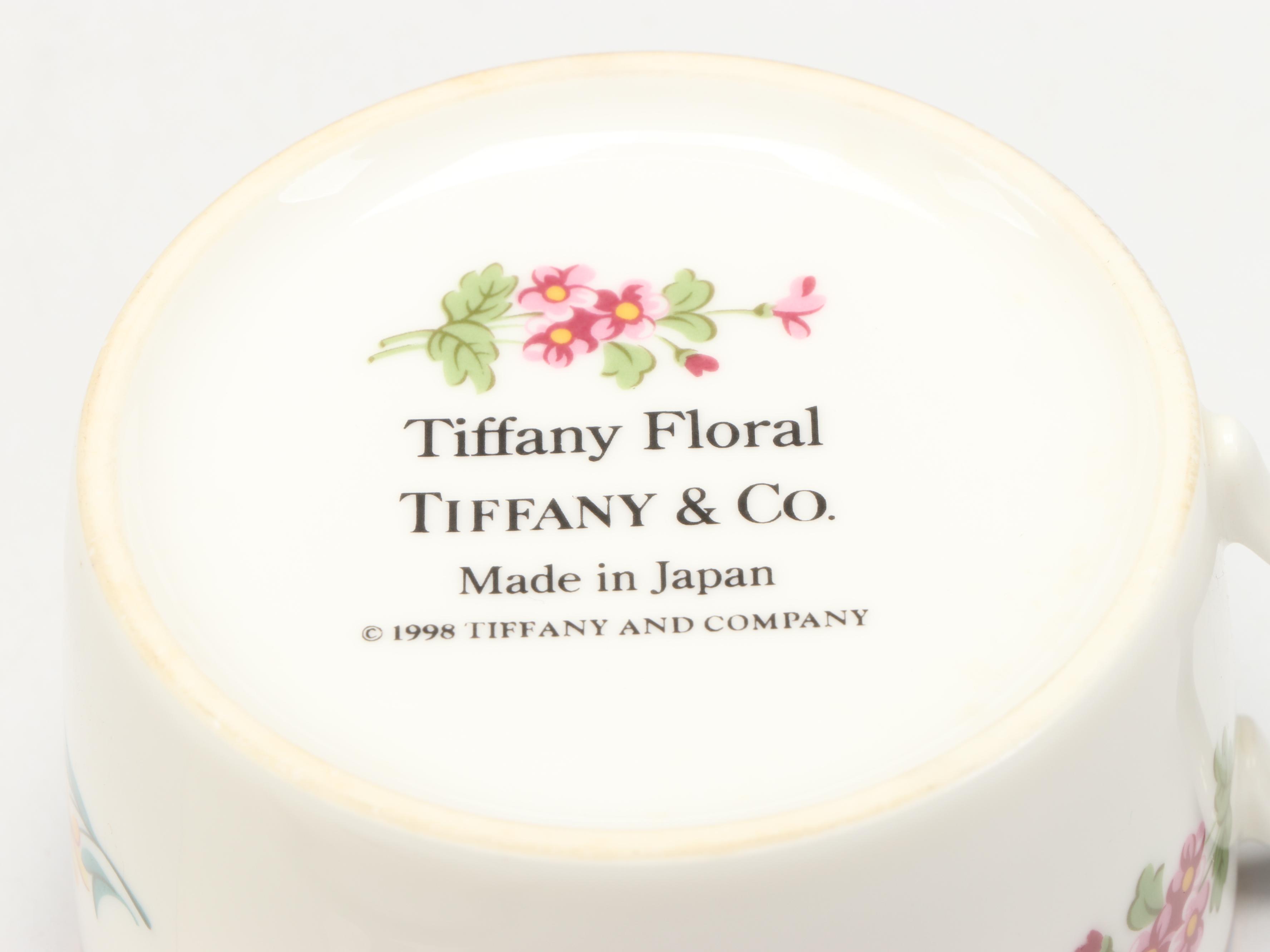 Tiffany & Co. "Tiffany Floral" Porcelain Flat Cups and Saucers