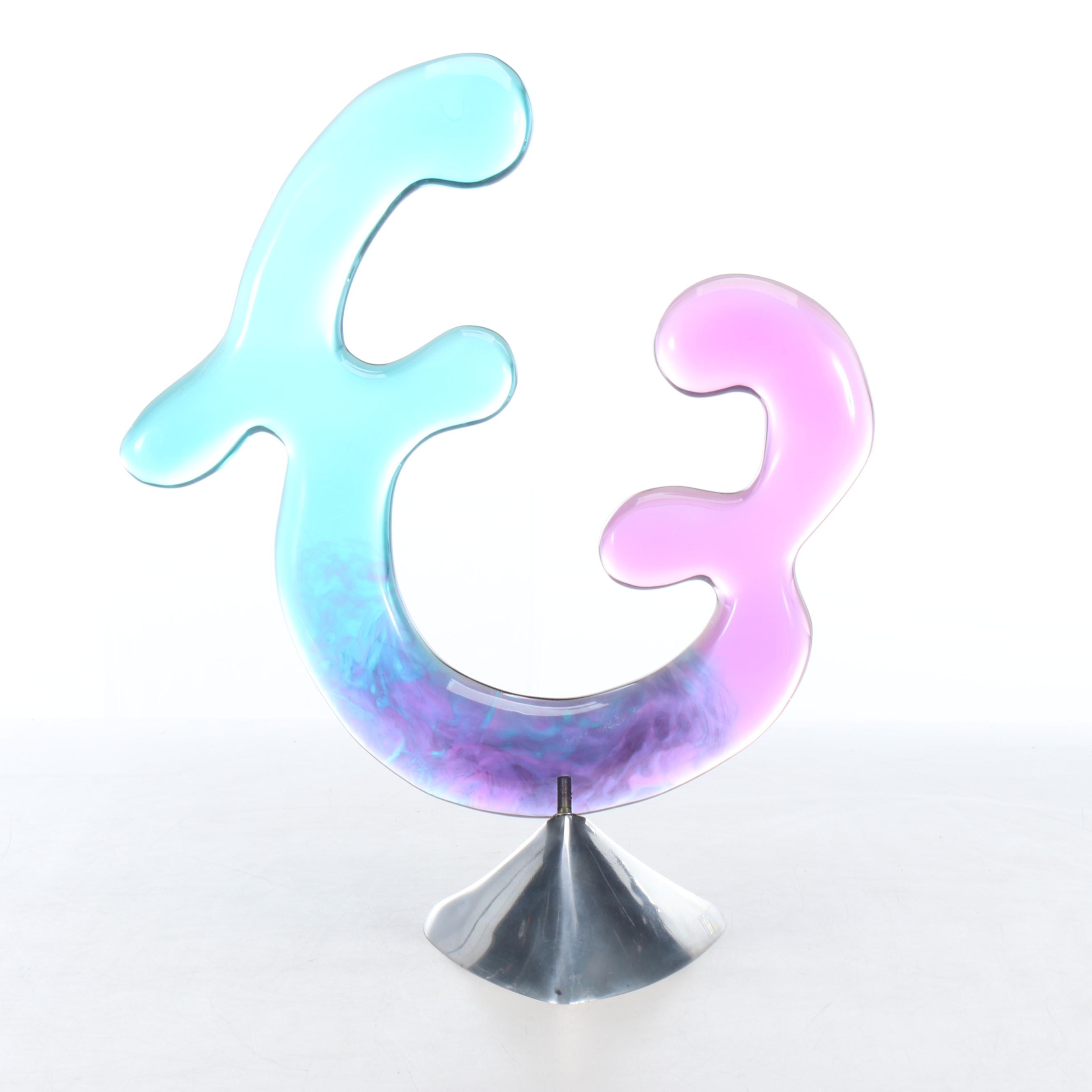 Shlomi Haziza Signed Resin on Acrylic Abstract Sculpture