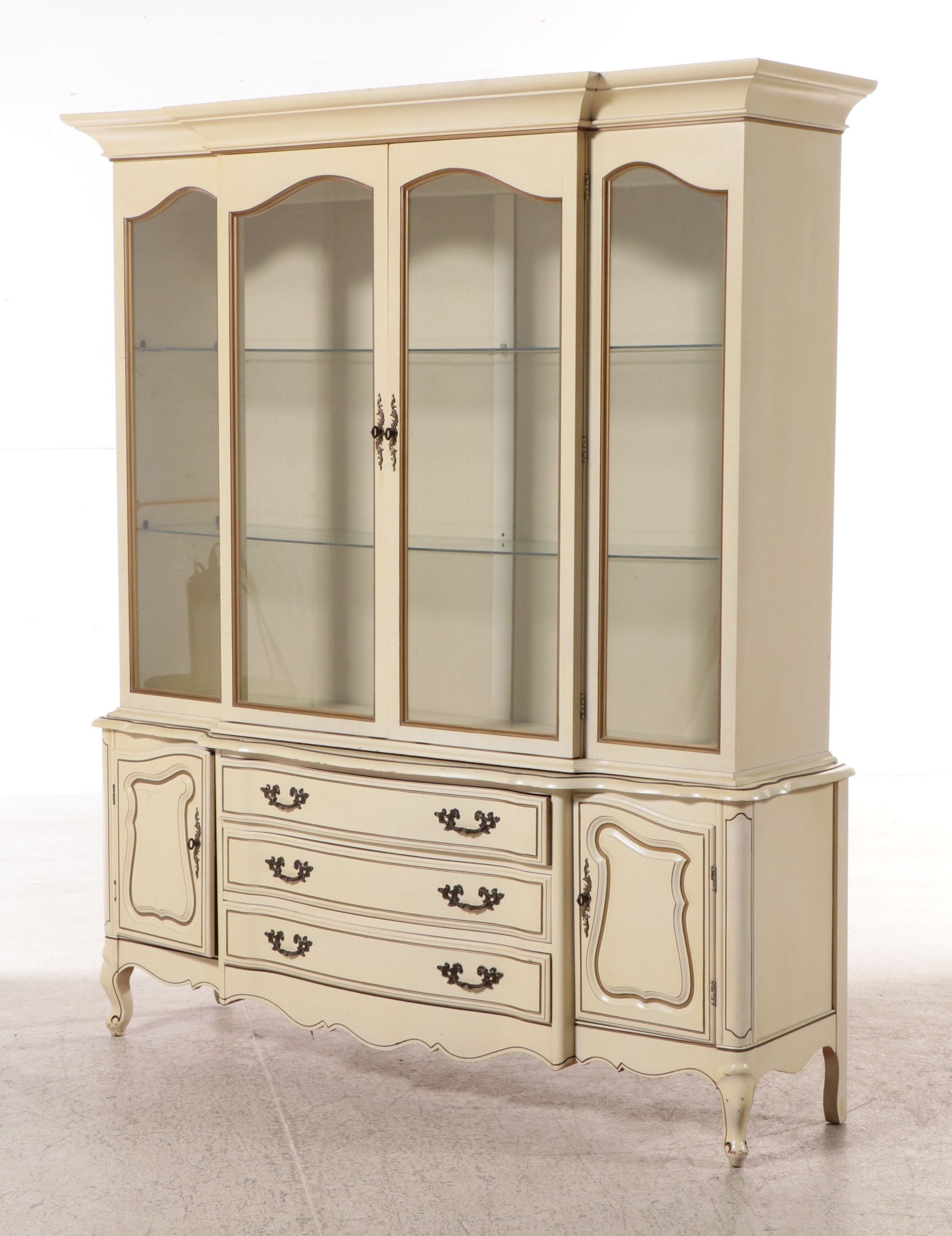 French Provincial Style Paint-Decorated Wood China Cabinet