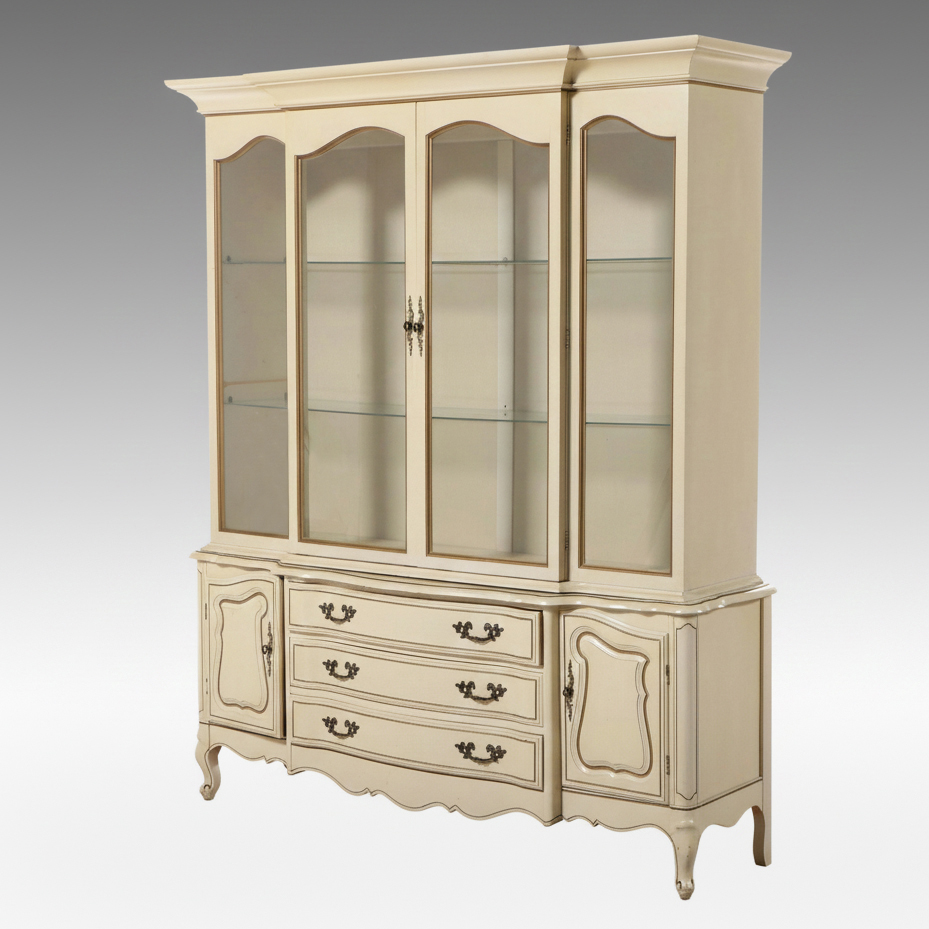 French Provincial Style Paint-Decorated Wood China Cabinet