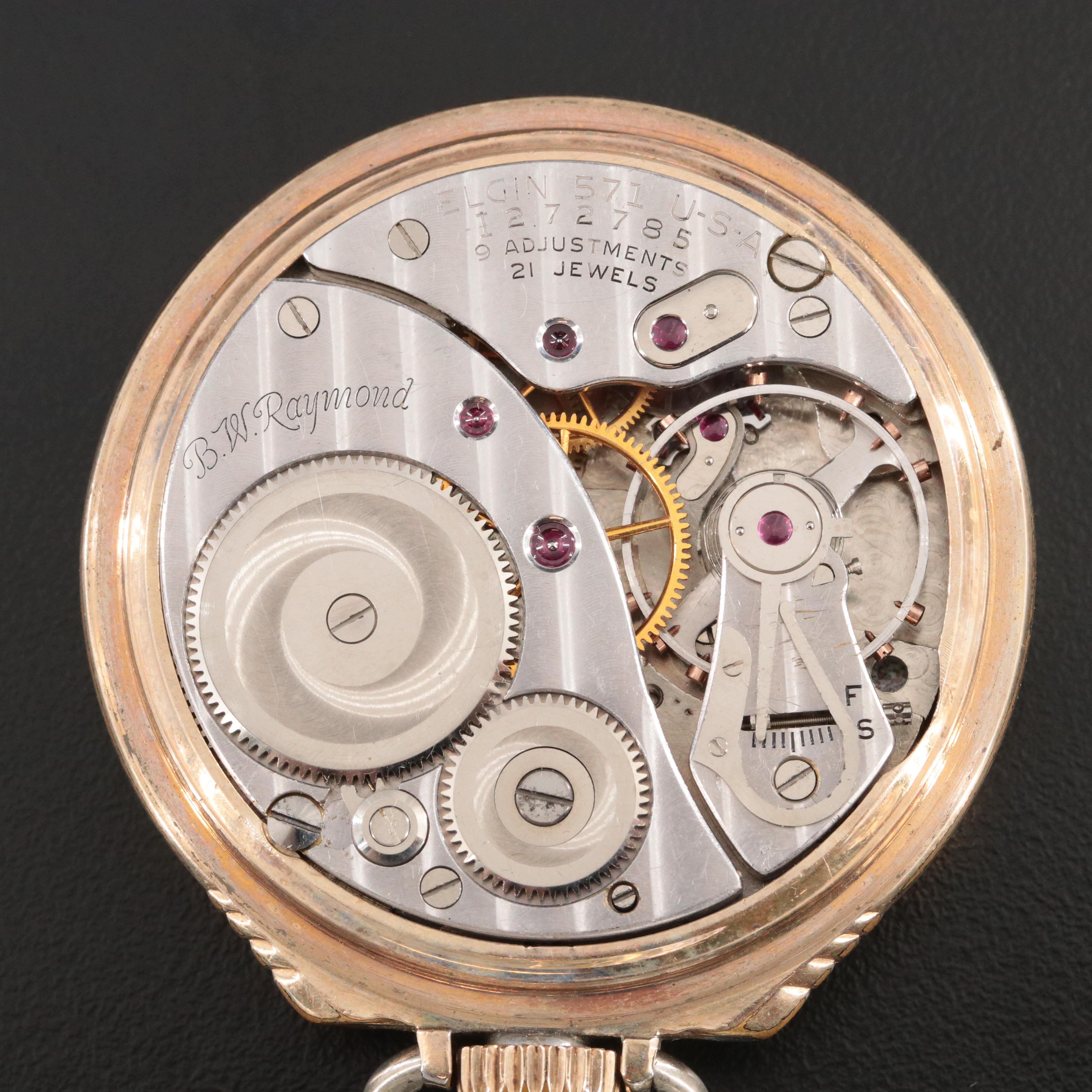 Elgin B.W. Raymond Gold Filled Pocket Watch