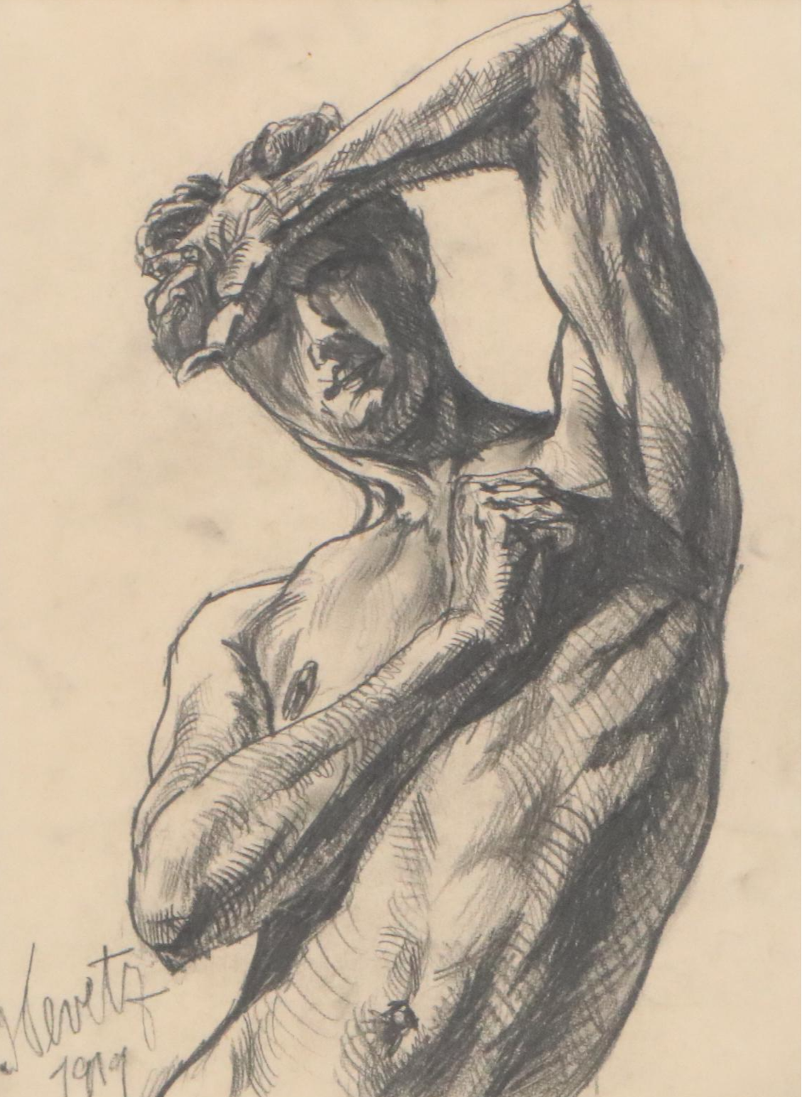Graphite Study of Hellenistic Statue, 1979
