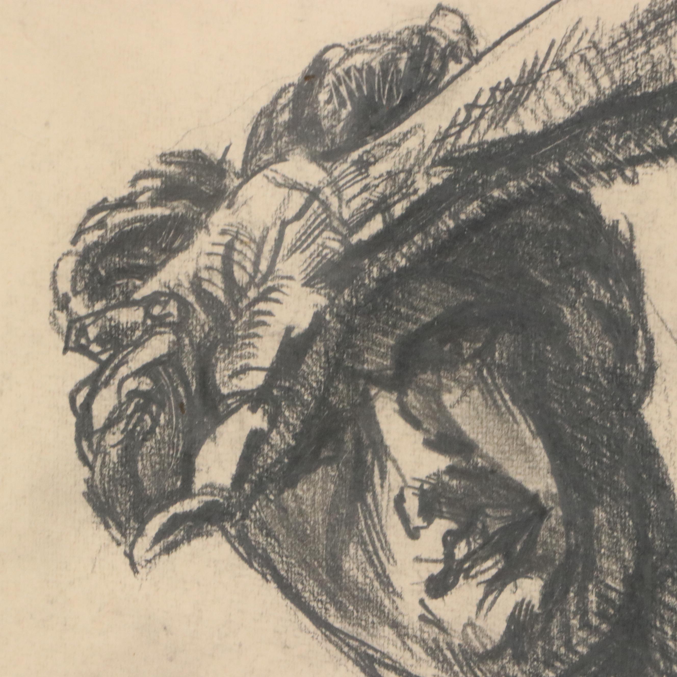 Graphite Study of Hellenistic Statue, 1979