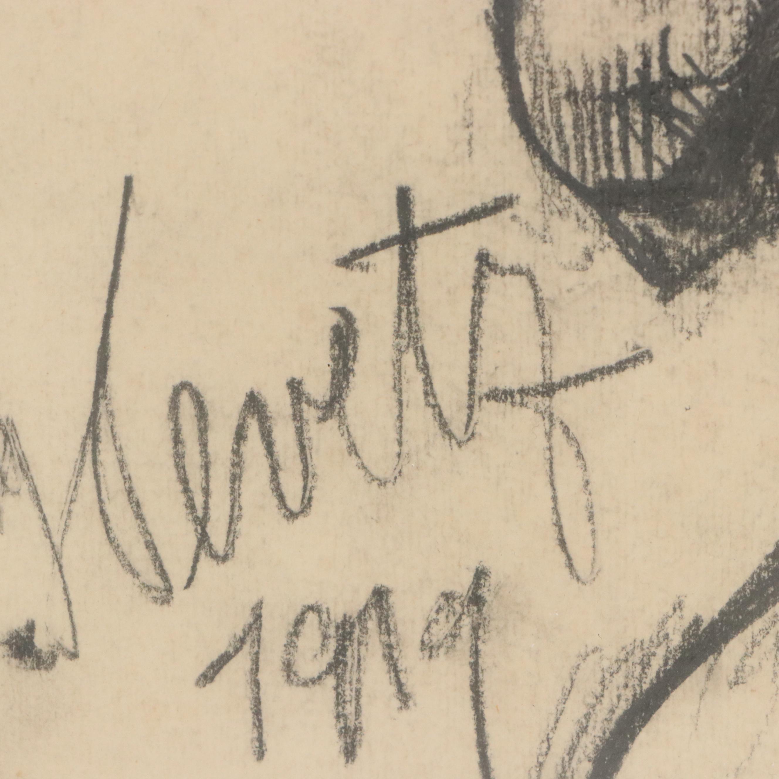 Graphite Study of Hellenistic Statue, 1979